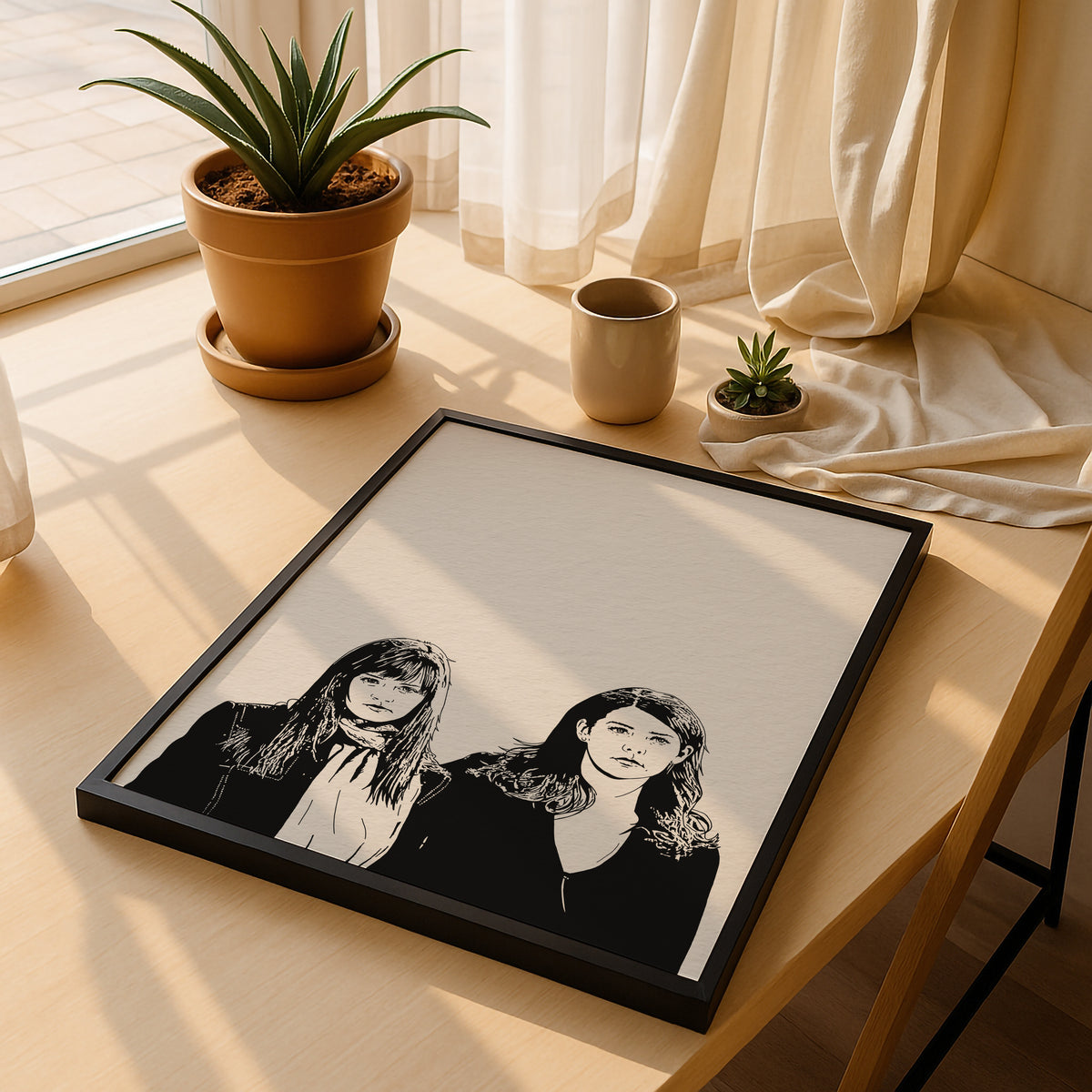 Gilmore Girls Lorelai & Rory Portrait Print | Minimalist TV Wall Art