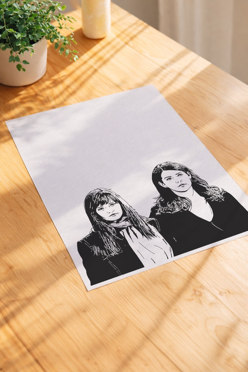 Gilmore Girls Lorelai & Rory Portrait Print | Minimalist TV Wall Art