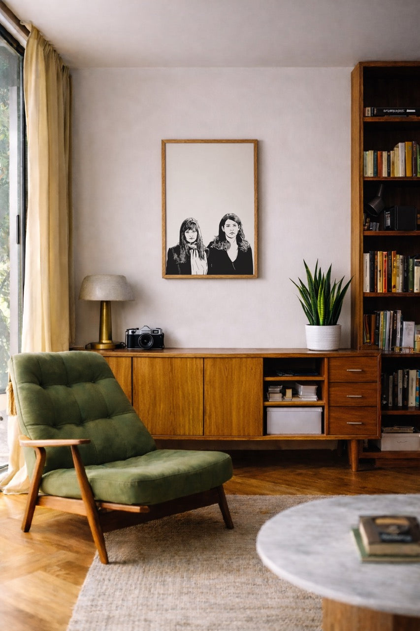 Gilmore Girls Lorelai & Rory Portrait Print | Minimalist TV Wall Art
