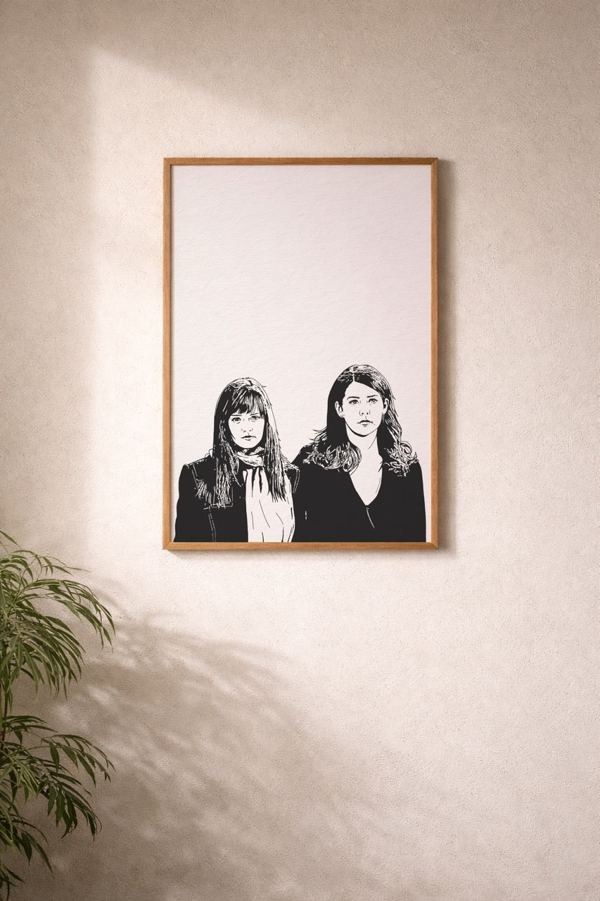Gilmore Girls Lorelai & Rory Portrait Print | Minimalist TV Wall Art