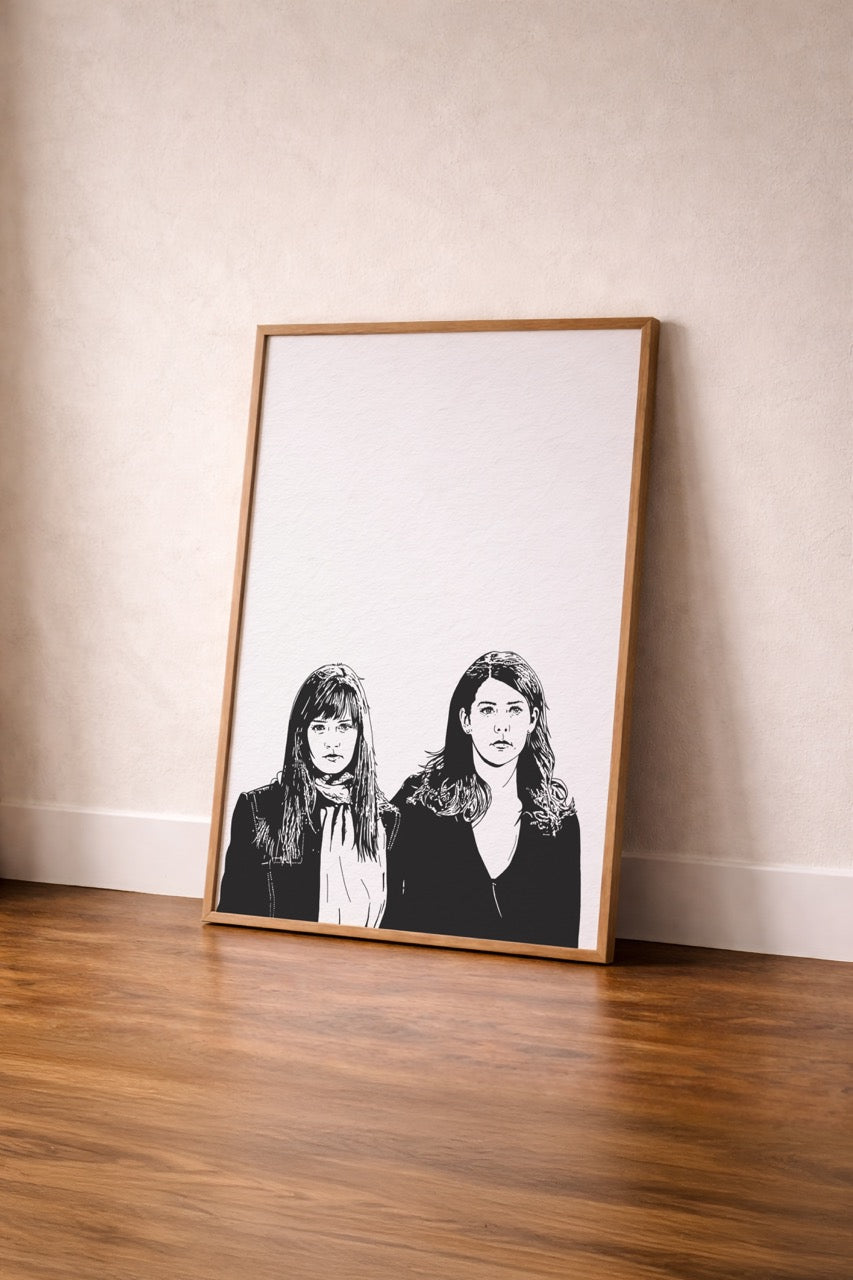 Gilmore Girls Lorelai & Rory Portrait Print | Minimalist TV Wall Art