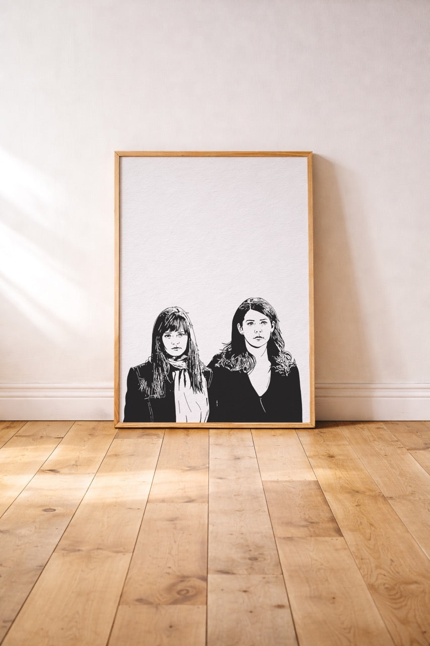 Gilmore Girls Lorelai & Rory Portrait Print | Minimalist TV Wall Art