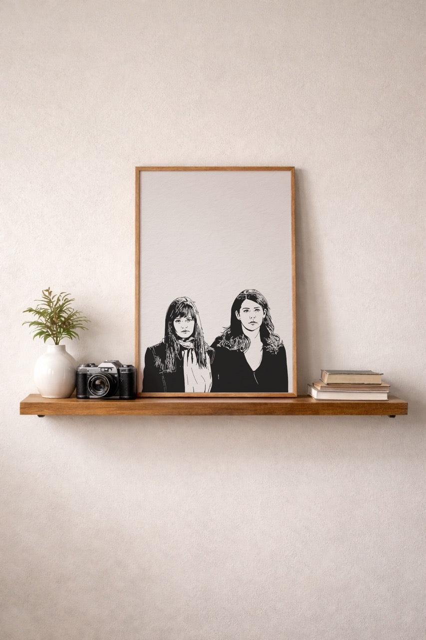 Gilmore Girls Lorelai & Rory Portrait Print | Minimalist TV Wall Art