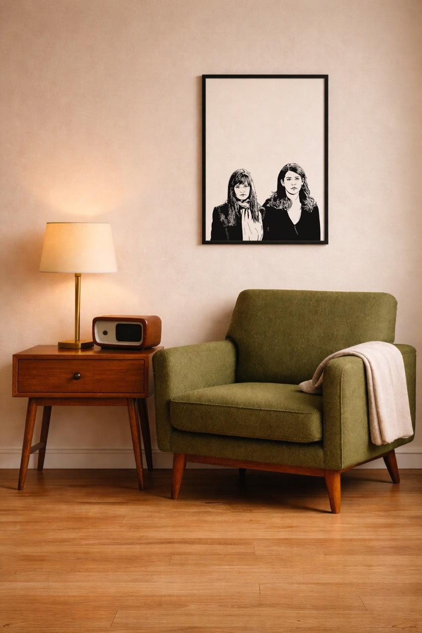 Gilmore Girls Lorelai & Rory Portrait Print | Minimalist TV Wall Art