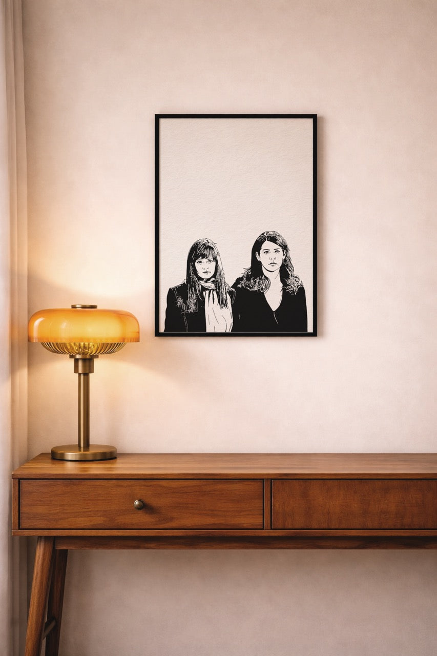 Gilmore Girls Lorelai & Rory Portrait Print | Minimalist TV Wall Art