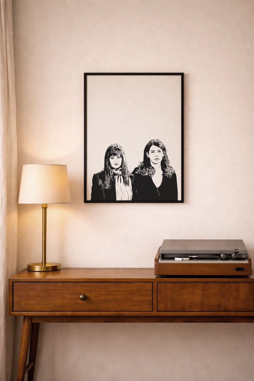 Gilmore Girls Lorelai & Rory Portrait Print | Minimalist TV Wall Art