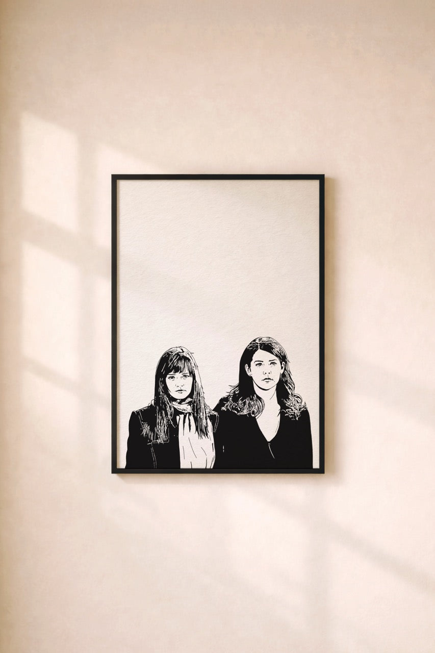 Gilmore Girls Lorelai & Rory Portrait Print | Minimalist TV Wall Art