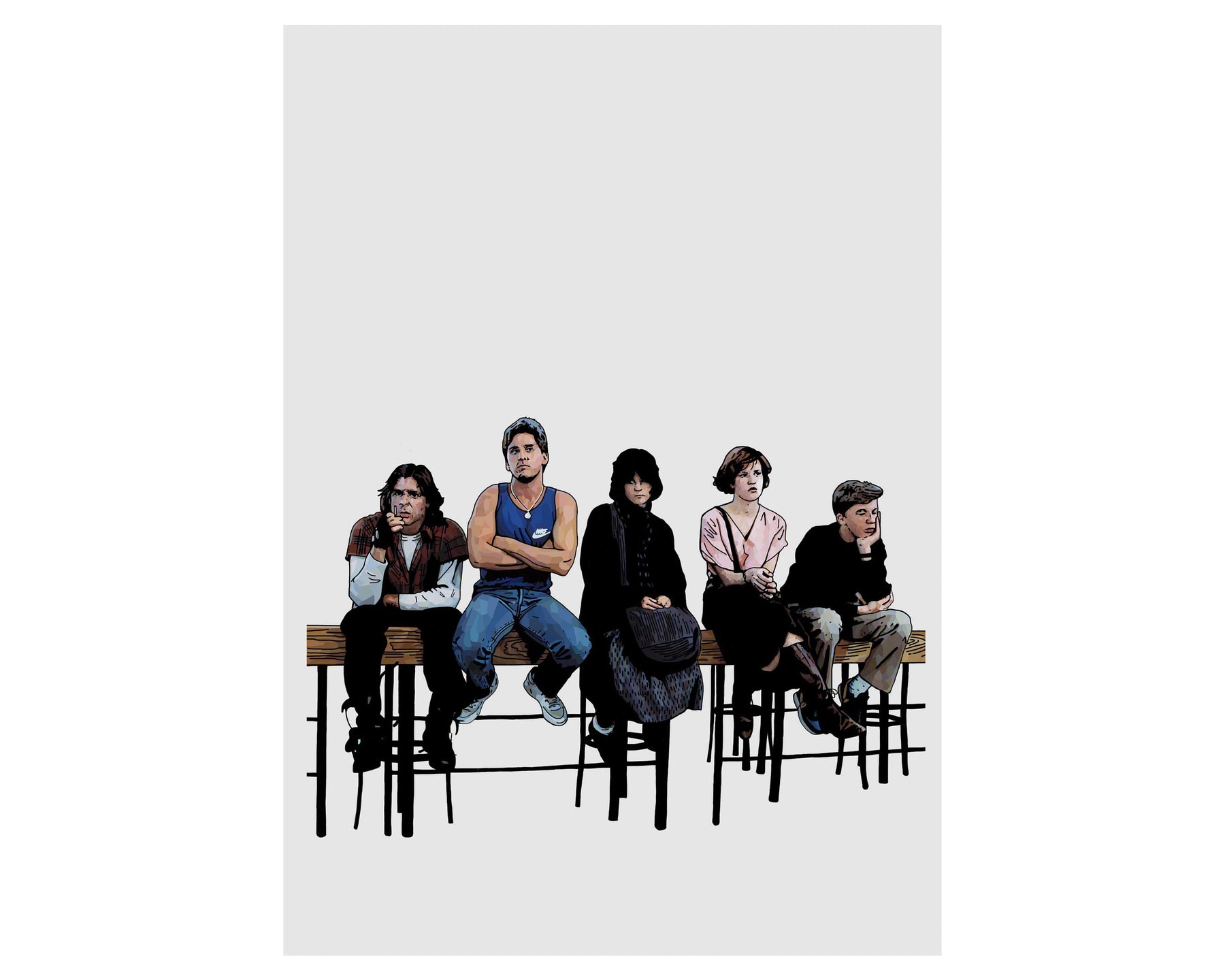 The Breakfast Club Minimalist Art Print – 80s Cult Film Poster, Hand-Drawn Movie Wall Art — image 7