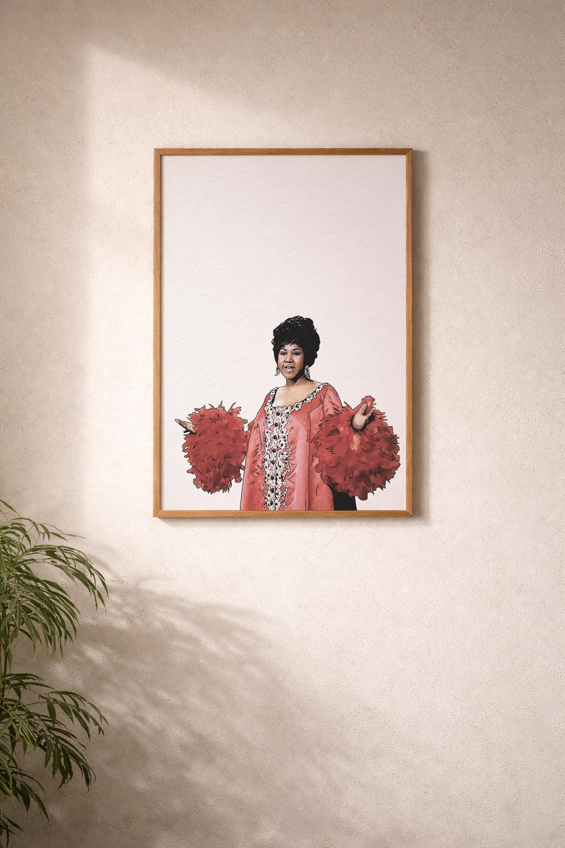 Aretha Franklin Red Feather Dress Portrait – Soul Music Icon Giclée Print — image 9