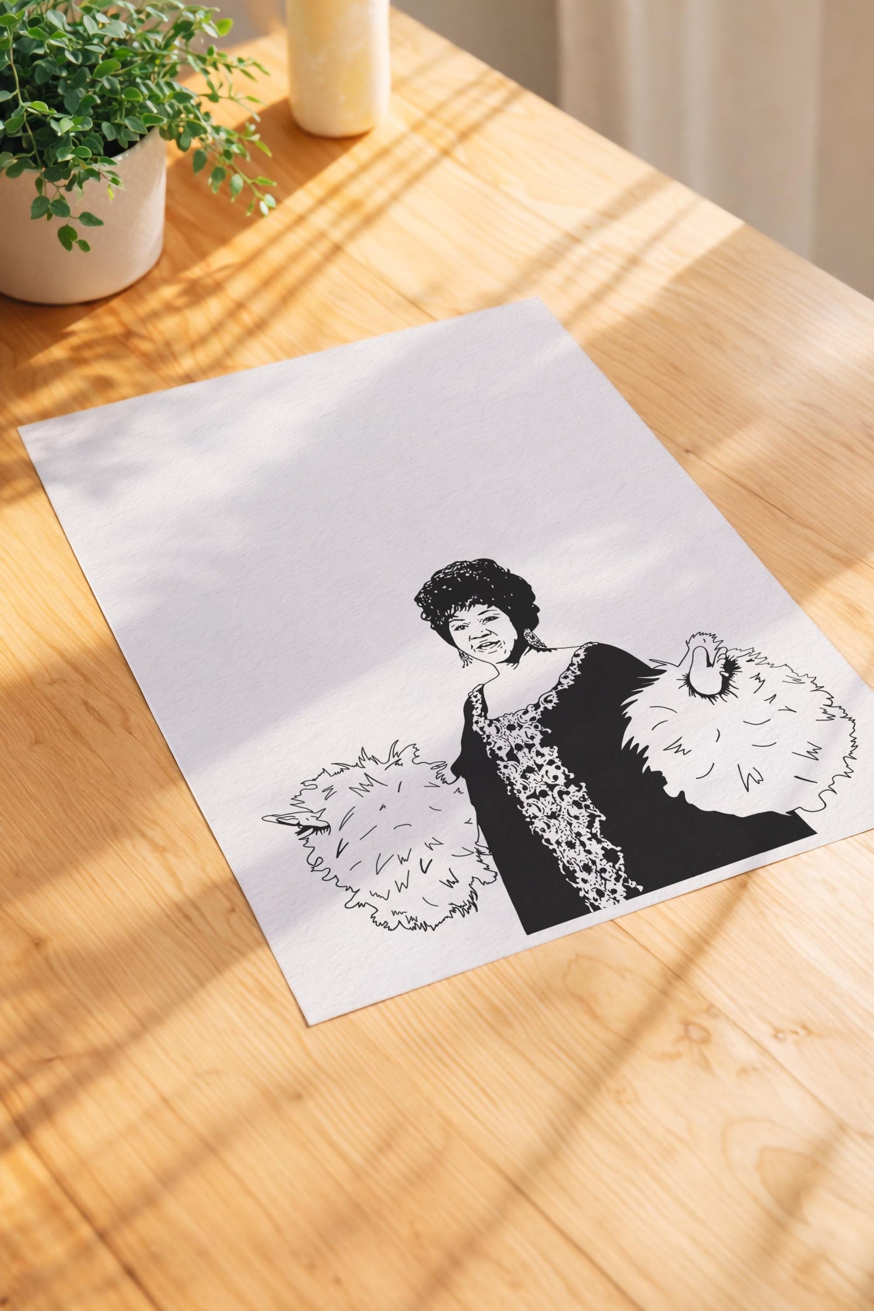 Aretha Franklin Red Feather Dress Portrait – Soul Music Icon Giclée Print — image 6
