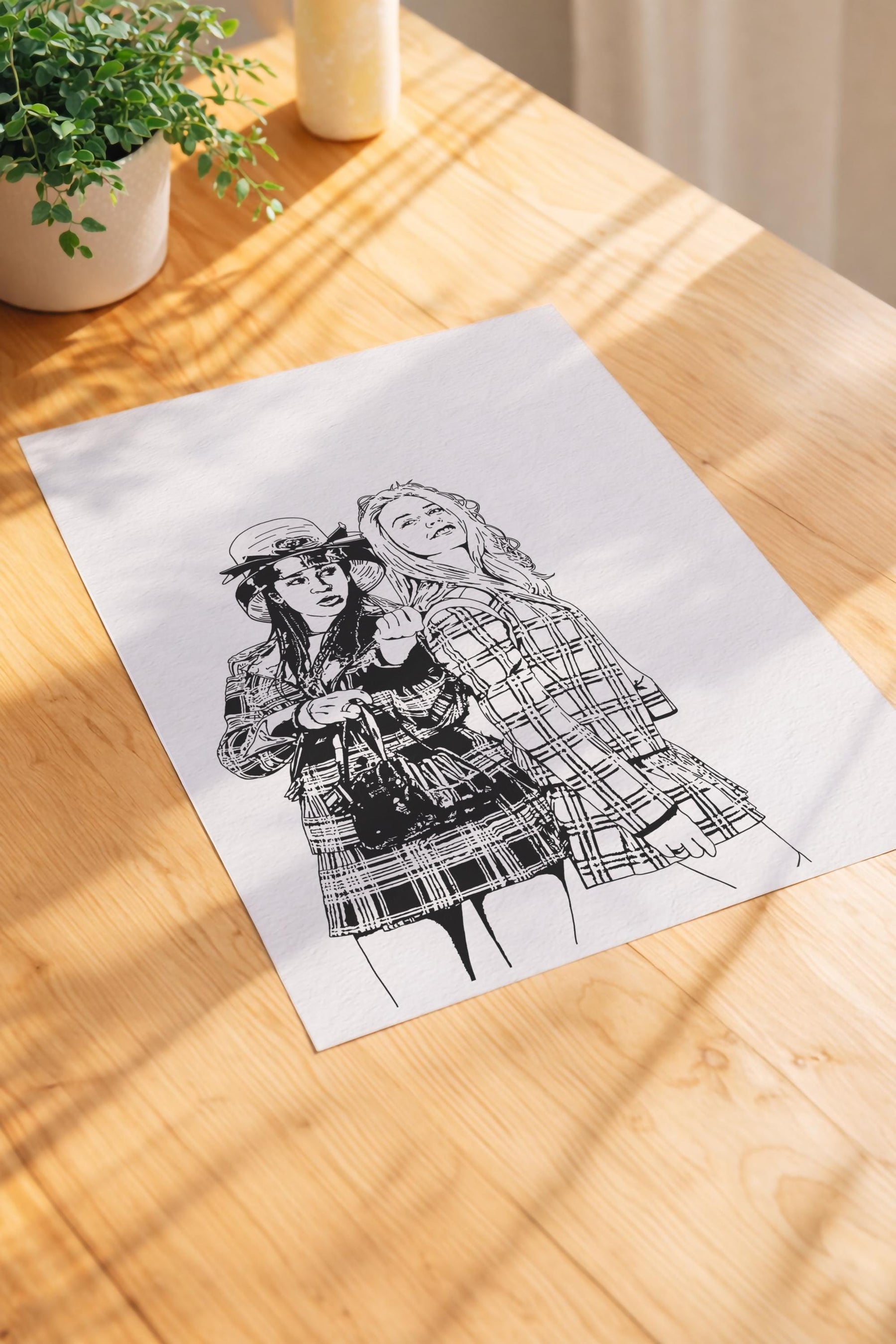Clueless Cher & Dionne 90s Fashion Film Portrait Illustration – Giclée Wall Art Print — image 4
