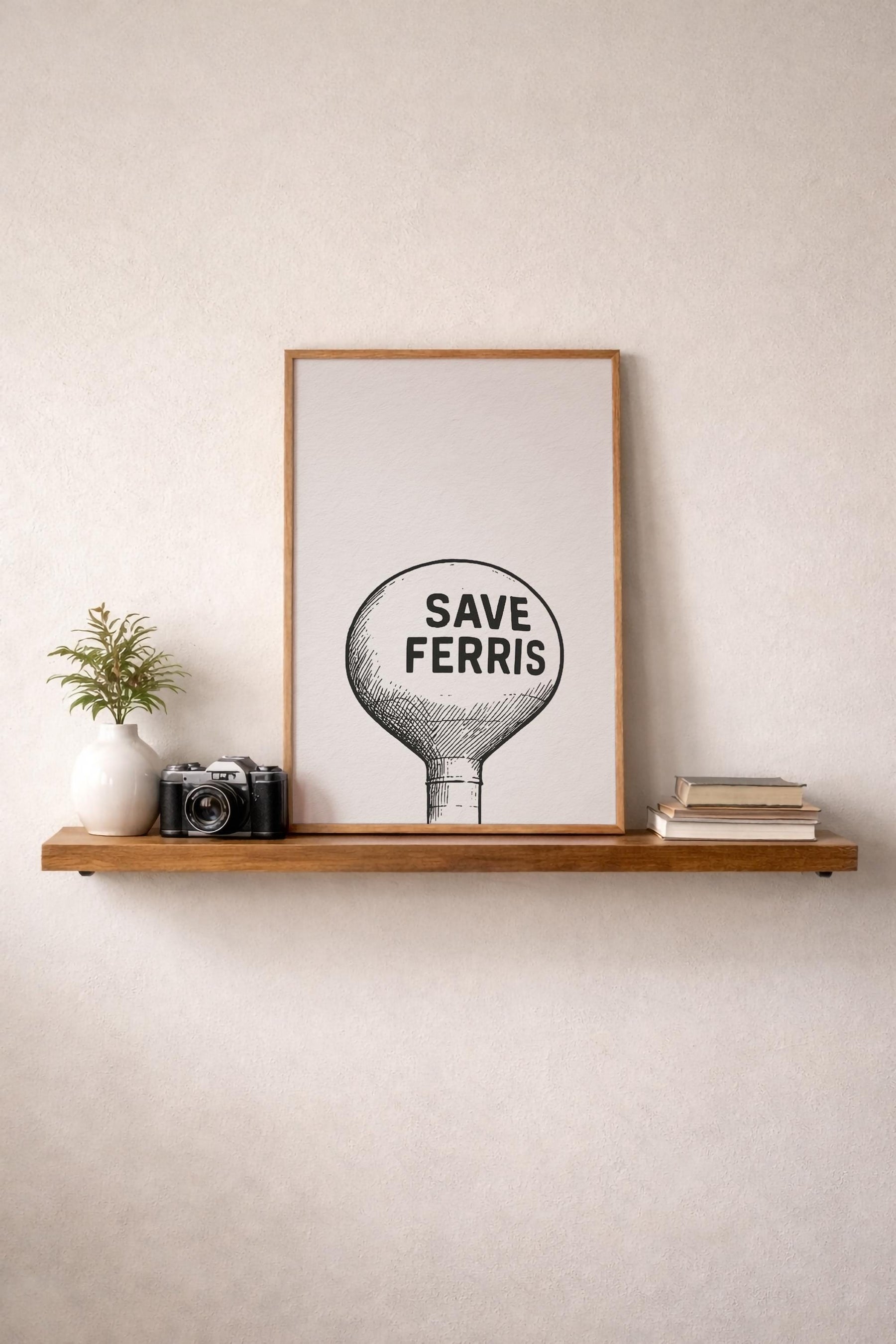 Save Ferris Water Tower Print – Minimalist Ferris Bueller Movie Art (Giclée) — image 8