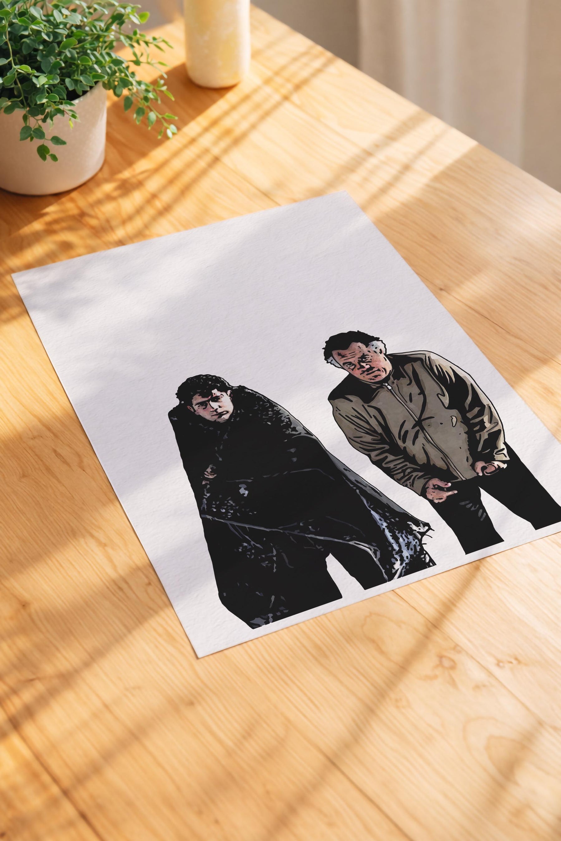 PINE BARRENS - The Sopranos Portrait Print - Minimalist Poster with Paulie & Christopher Hand-Drawn Cult TV Wall Art Giclée Print — image 5