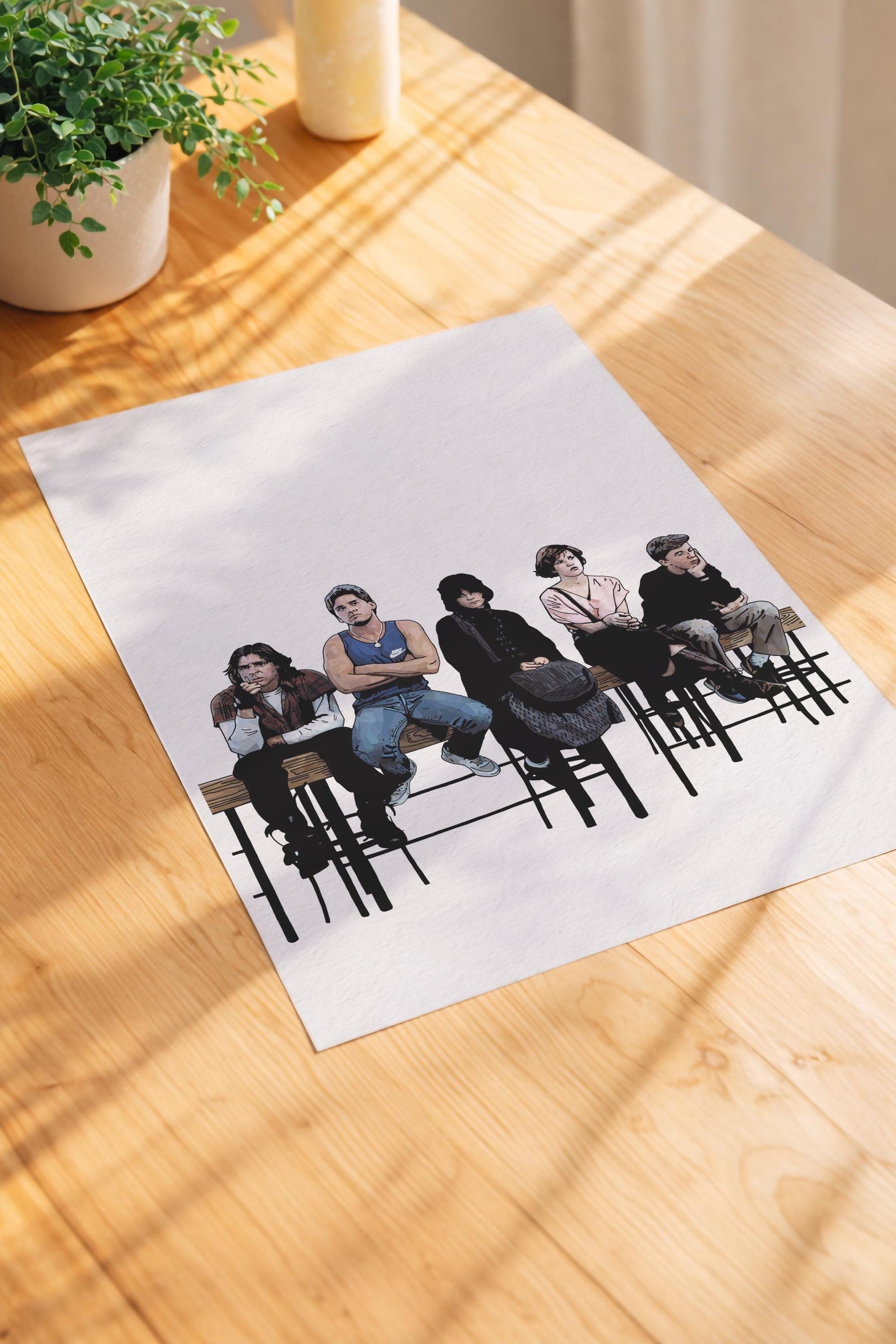 The Breakfast Club Minimalist Art Print – 80s Cult Film Poster, Hand-Drawn Movie Wall Art — image 5