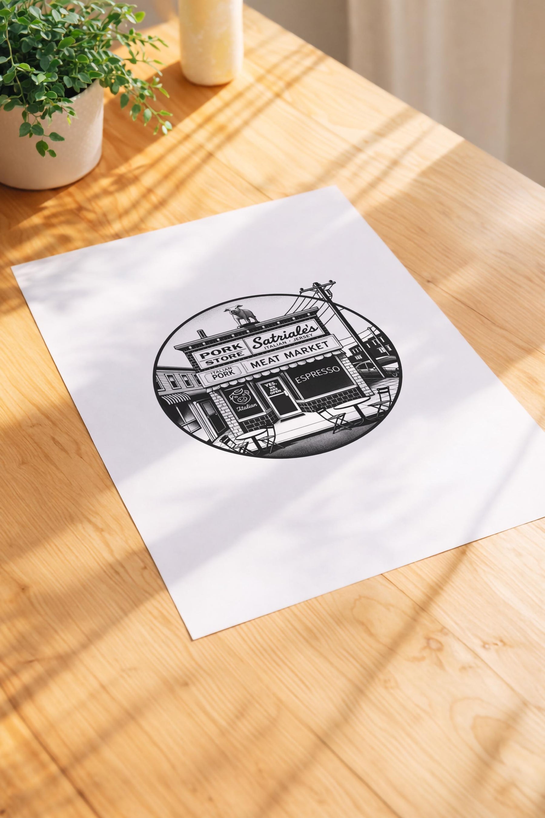 Satriale’s Pork Store Art Print – Minimalist Sopranos TV Wall Art (Giclée) — image 3