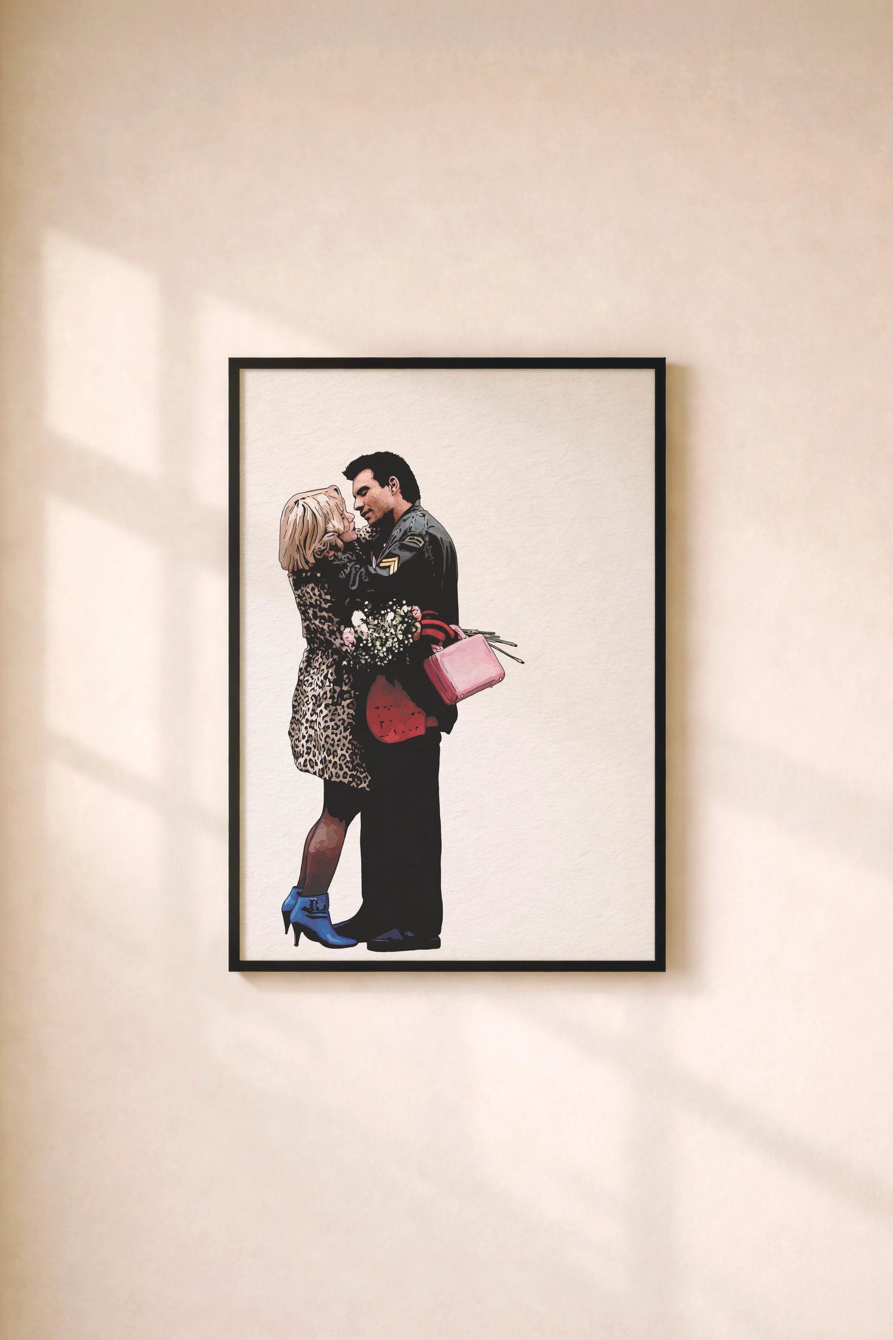 True Romance Clarence & Alabama Portrait Print – 90s Cult Film Minimalist Giclée Wall Art