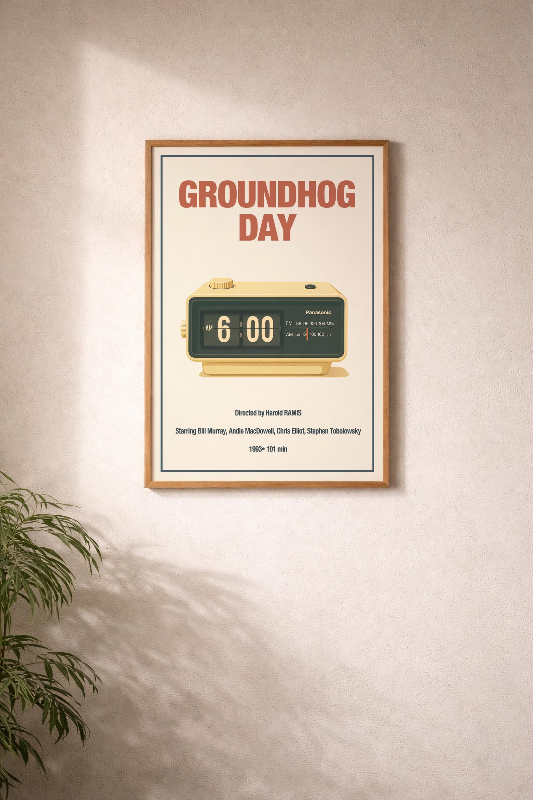 Groundhog Day Minimalist Movie Poster – Vintage Style Film Art Print, 6:00 Alarm Clock — image 5