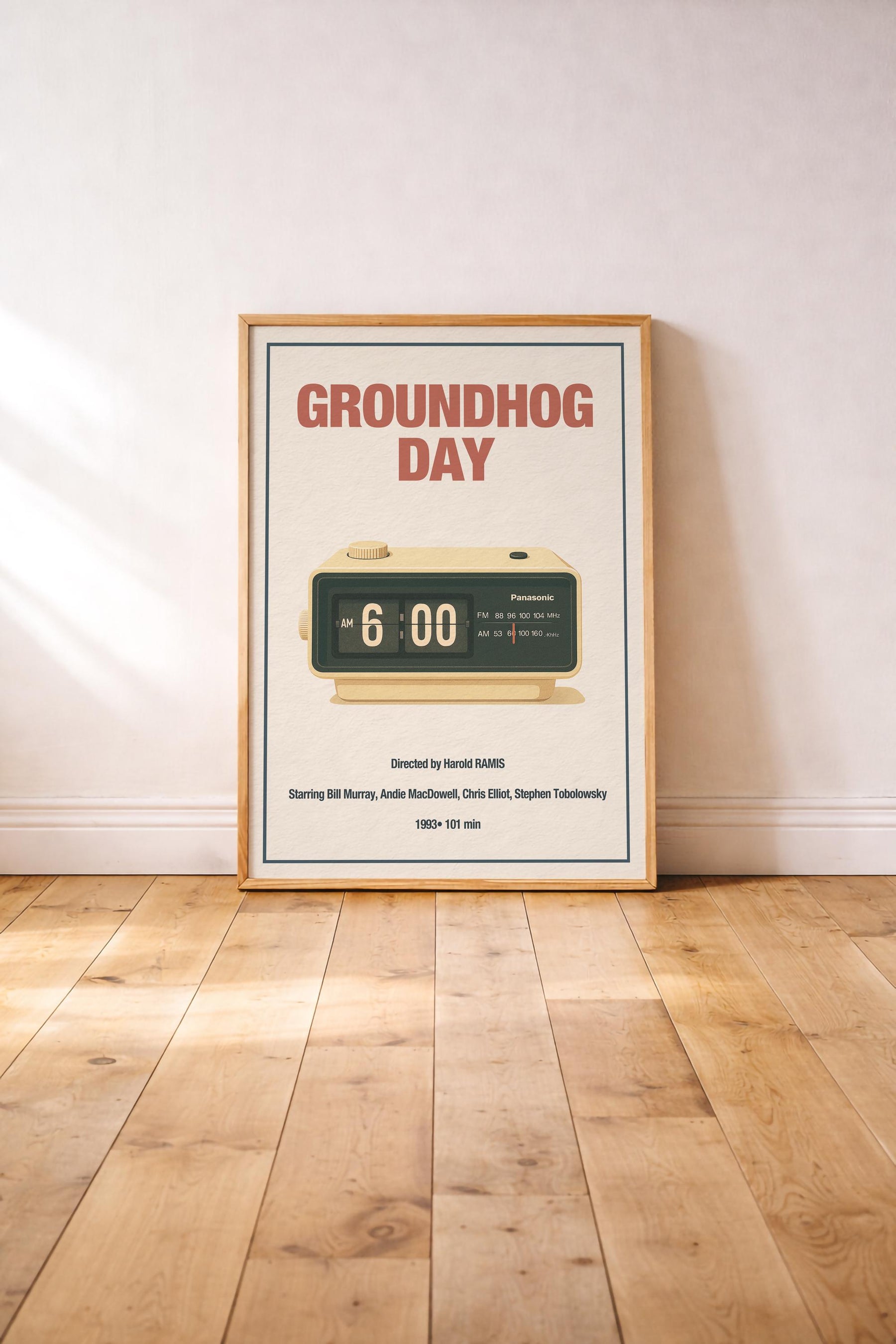 Groundhog Day Minimalist Movie Poster – Vintage Style Film Art Print, 6:00 Alarm Clock — image 2