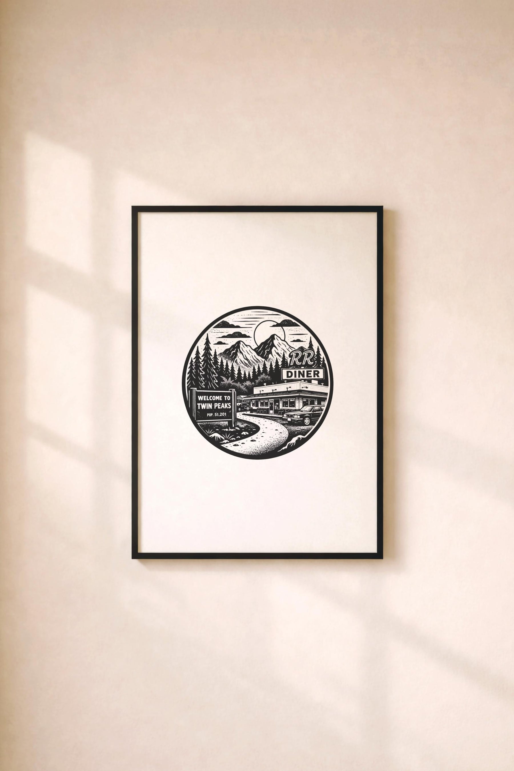 Twin Peaks RR Diner Minimalist Art Print – Giclée TV Wall Décor
