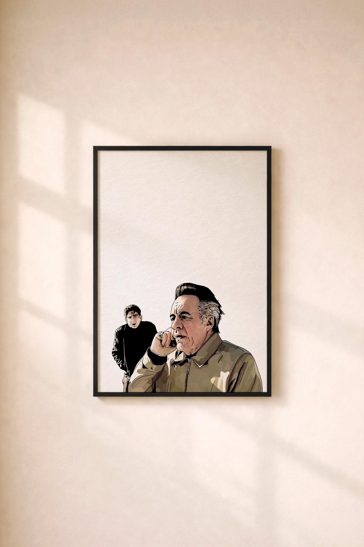 The Sopranos – Pine Barrens Phone Call Scene Portrait Print – Minimalist TV Mob Art (Giclée)