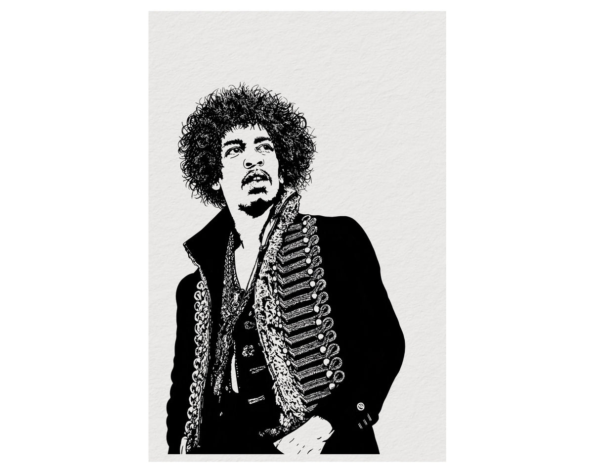 Jimi Hendrix Portrait Giclée Print – Minimalist Music Icon Wall Art — image 5