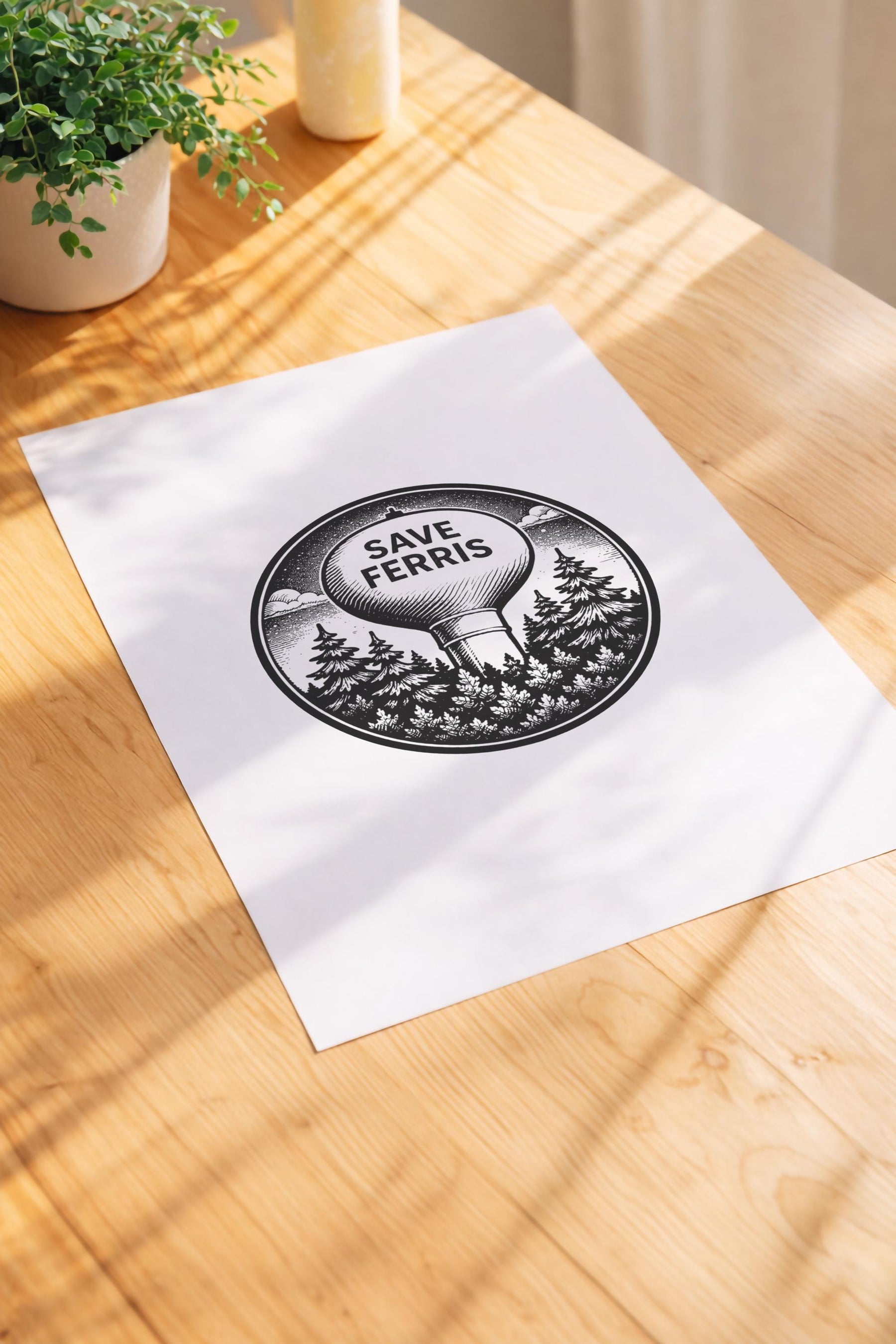 Ferris Bueller Save Ferris Water Tower Minimalist Art Print - Giclée Movie Wall Décor — image 3