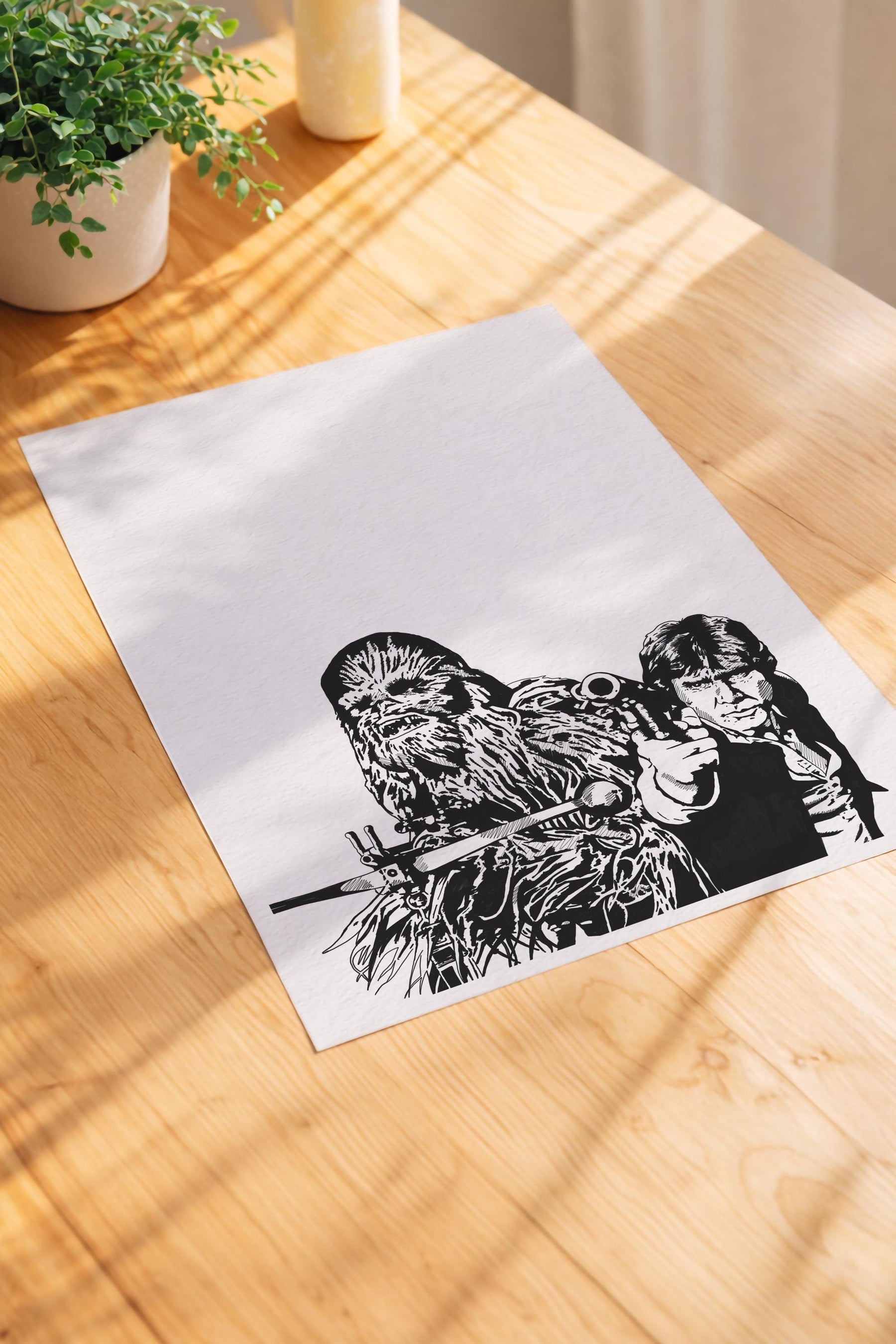 Star Wars - Han Solo and Chewbacca Portrait - Hand-Drawn Film Art Giclée Print/ Movie Poster — image 6