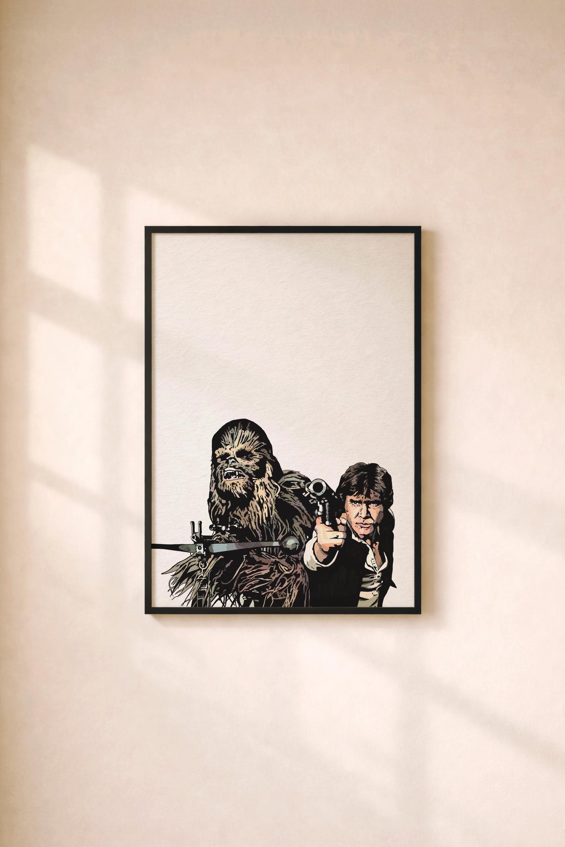 Star Wars - Han Solo and Chewbacca Portrait - Hand-Drawn Film Art Giclée Print/ Movie Poster