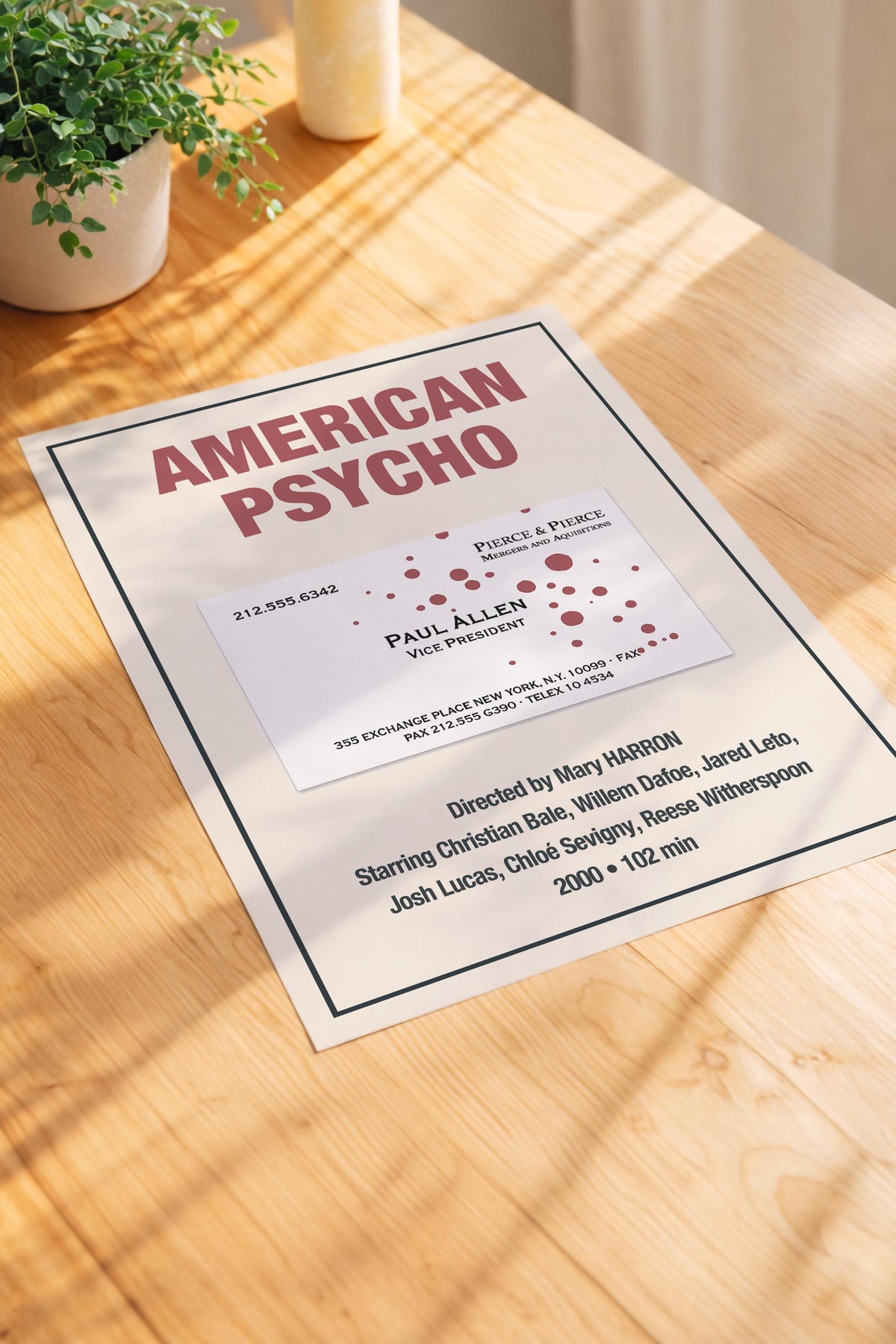 American Psycho Minimalist Poster – Paul Allen Business Card Film Wall Art — image 3