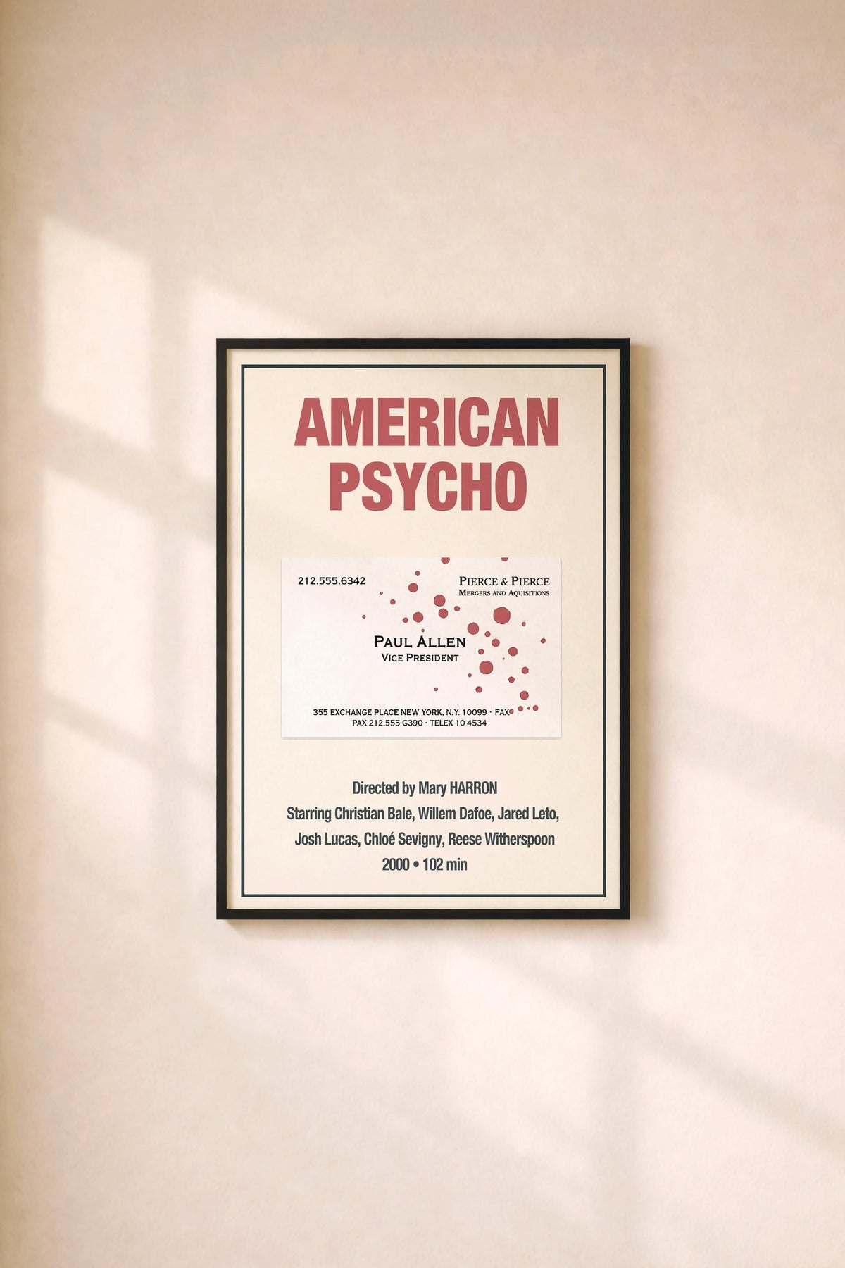American Psycho Minimalist Poster – Paul Allen Business Card Film Wall Art