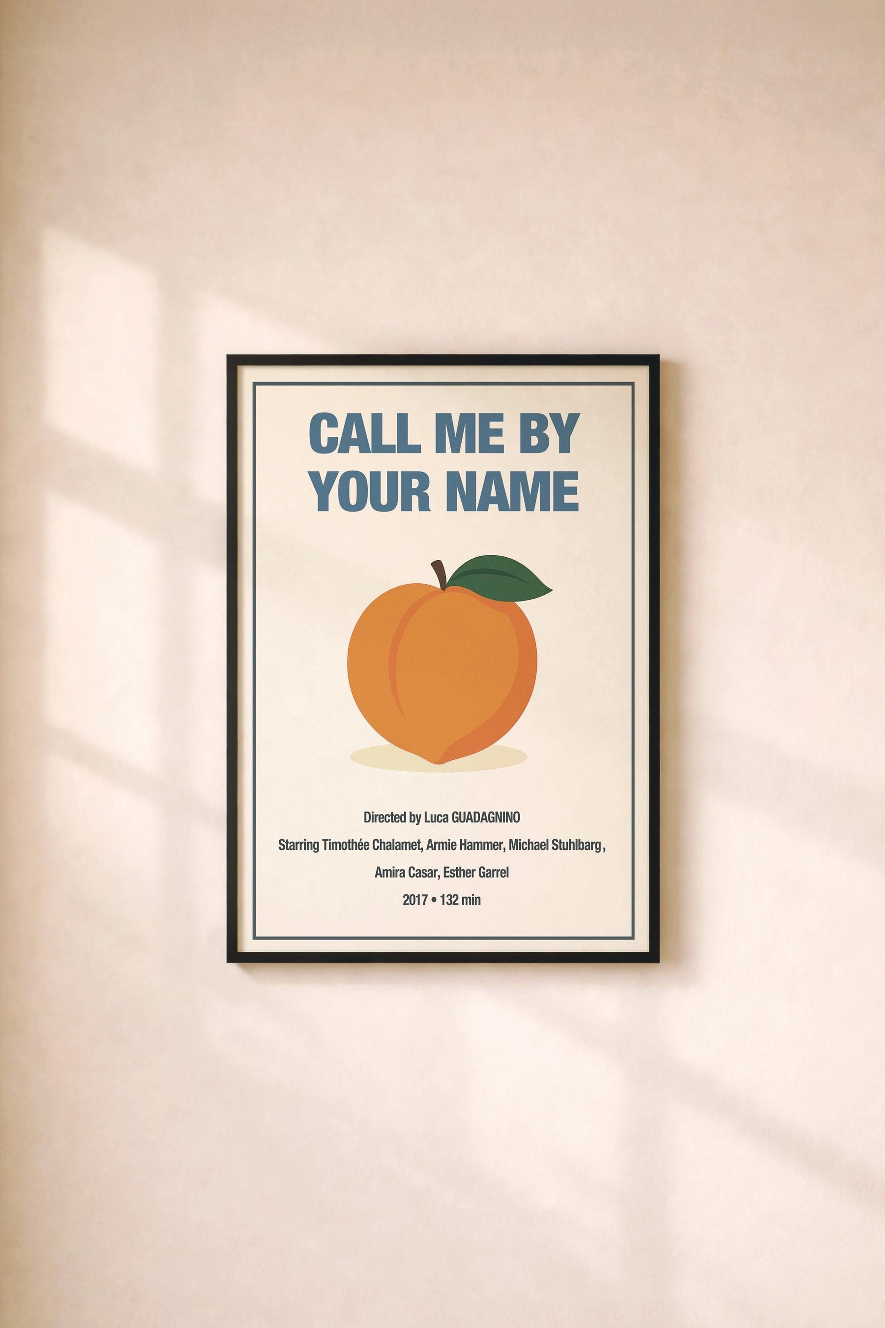 Call Me By Your Name Minimalist Movie Poster – Peach Film Wall Art