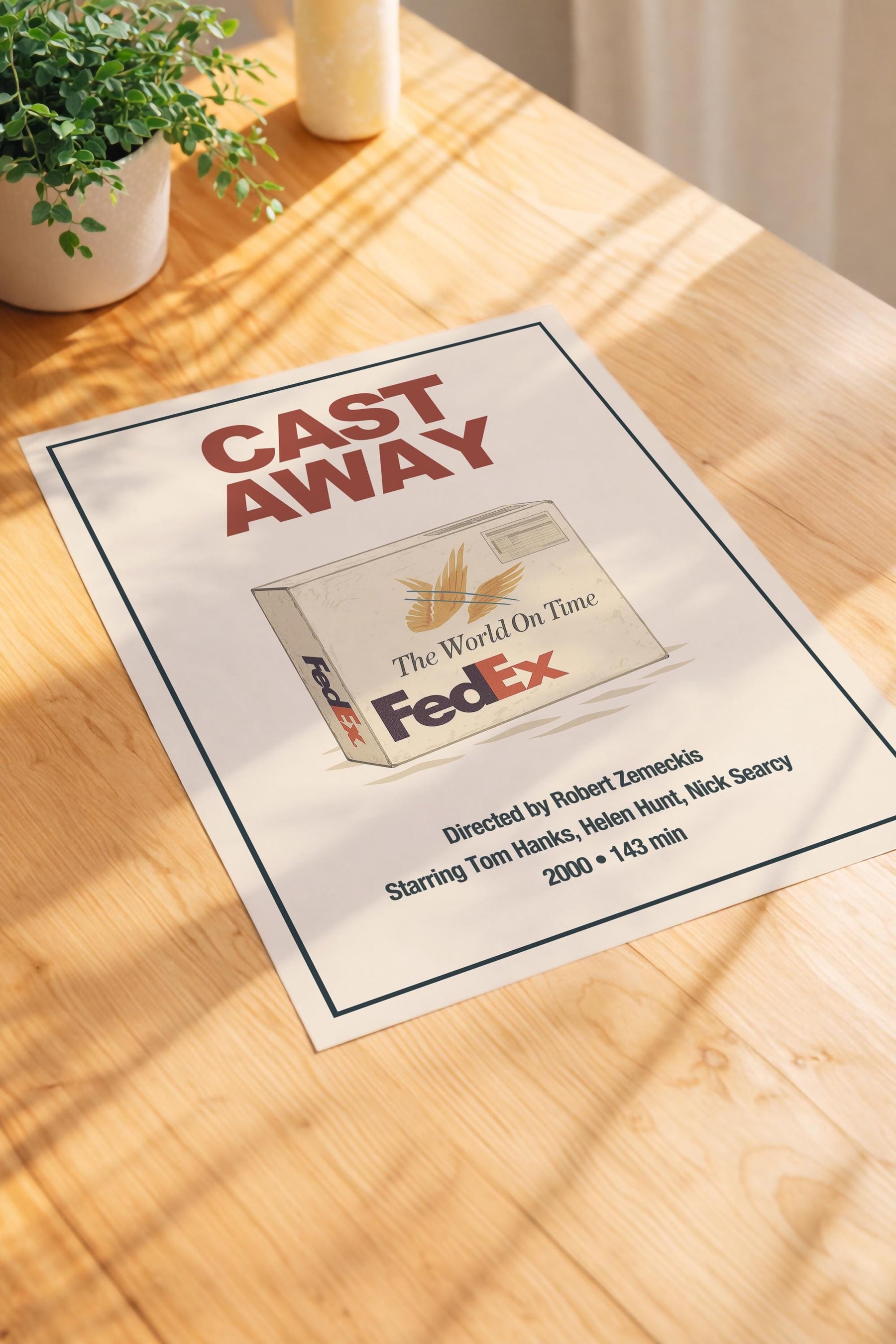 Cast Away Minimalist Poster – FedEx Package Film Wall Art — image 3