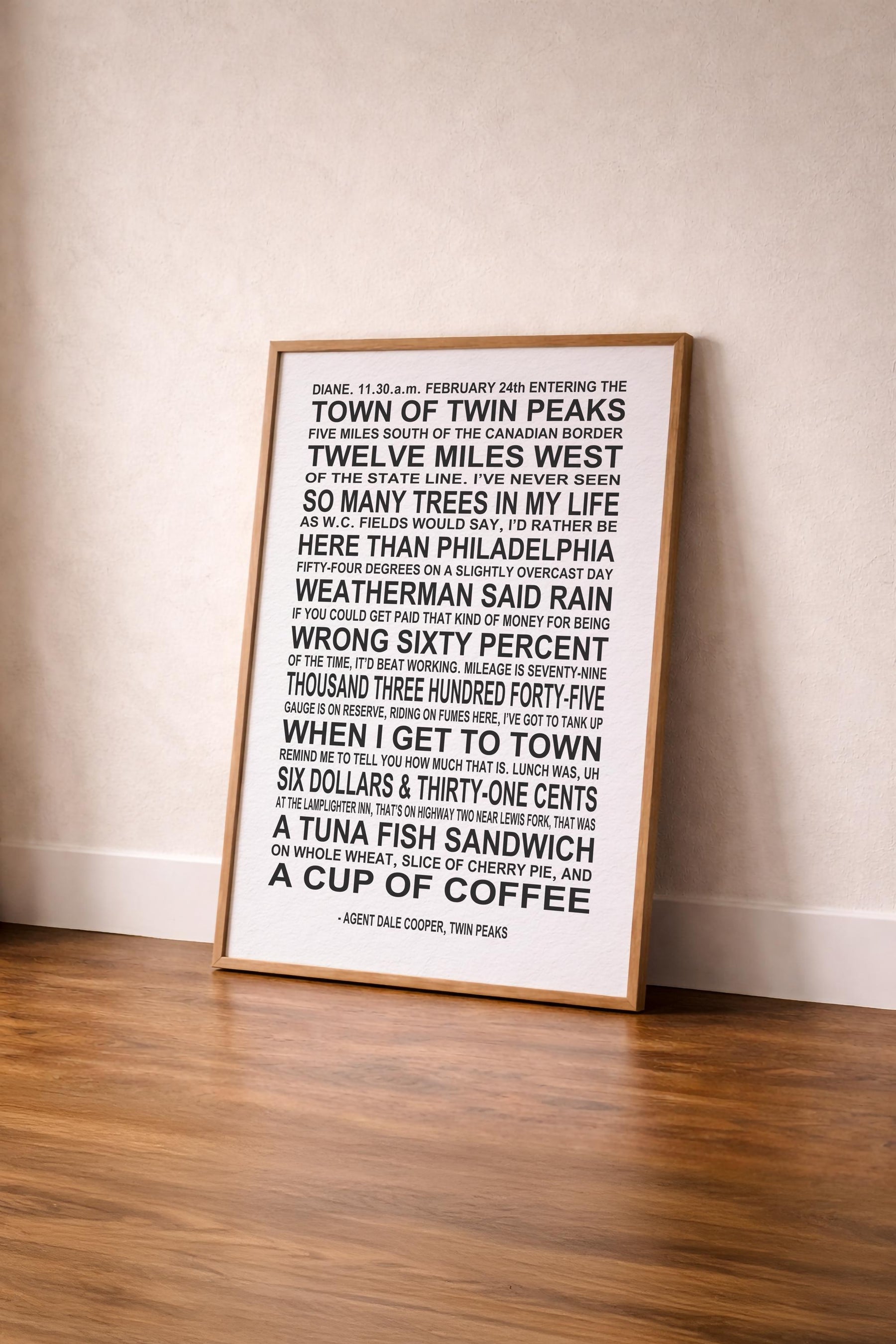 Twin Peaks Quote Art Print – Dale Cooper Typography Poster — image 4