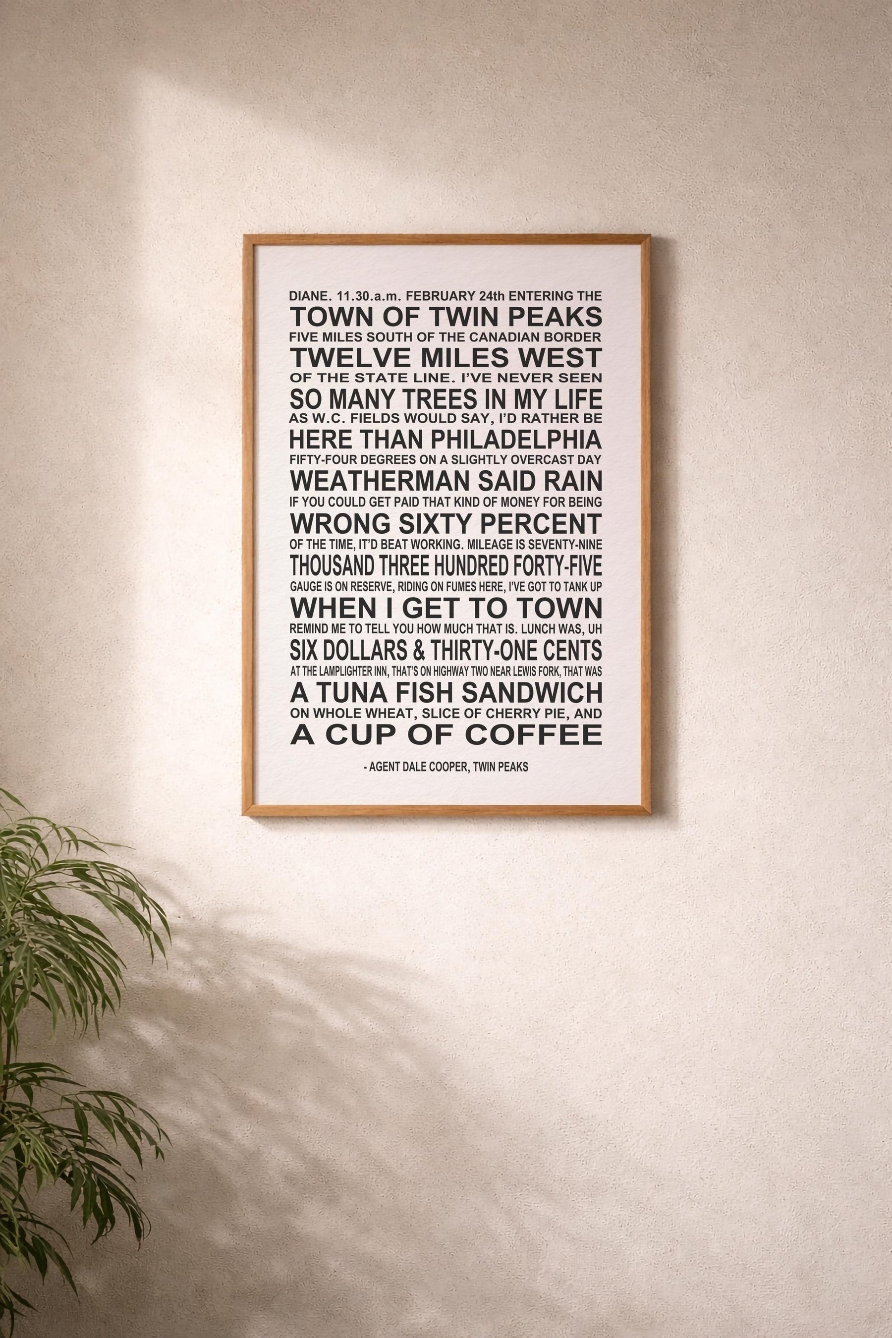 Twin Peaks Quote Art Print – Dale Cooper Typography Poster — image 7