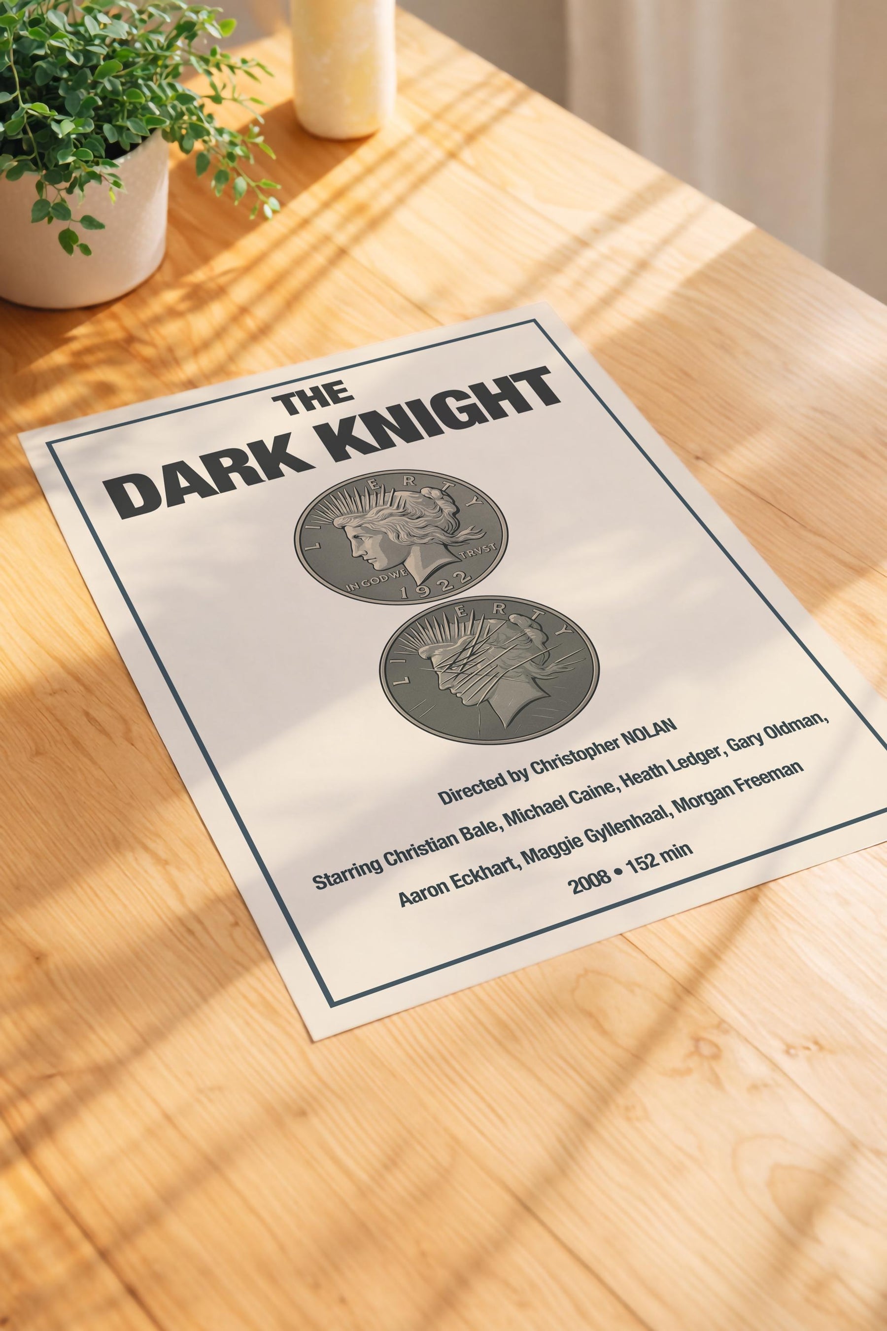 The Dark Knight Minimalist Movie Poster – Harvey Dent/Two Face Coin Film Art Cinema Print — image 3