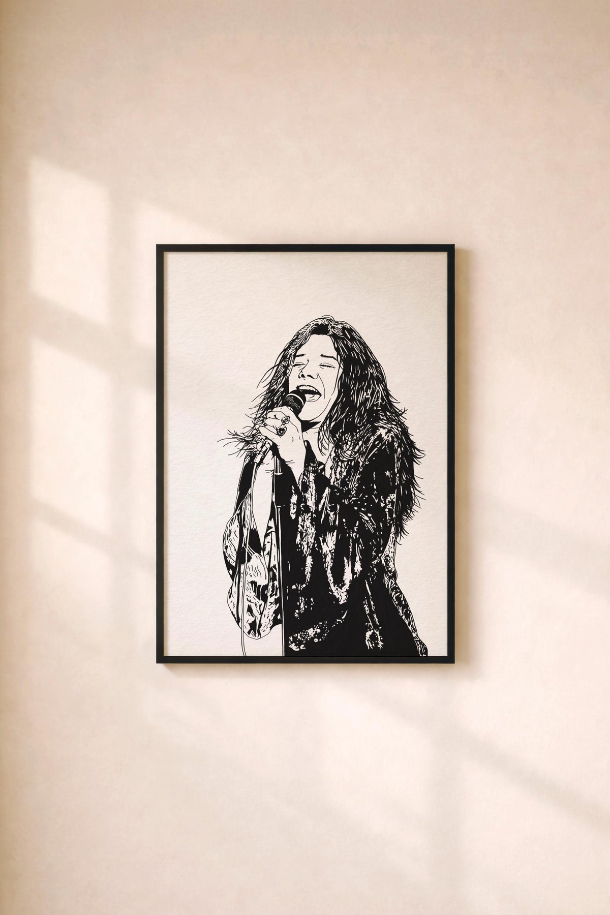 Janis Joplin Portrait Giclée Print – Psychedelic Rock Music Icon Illustration – Minimalist 60's Rock Music Icon Wall Art