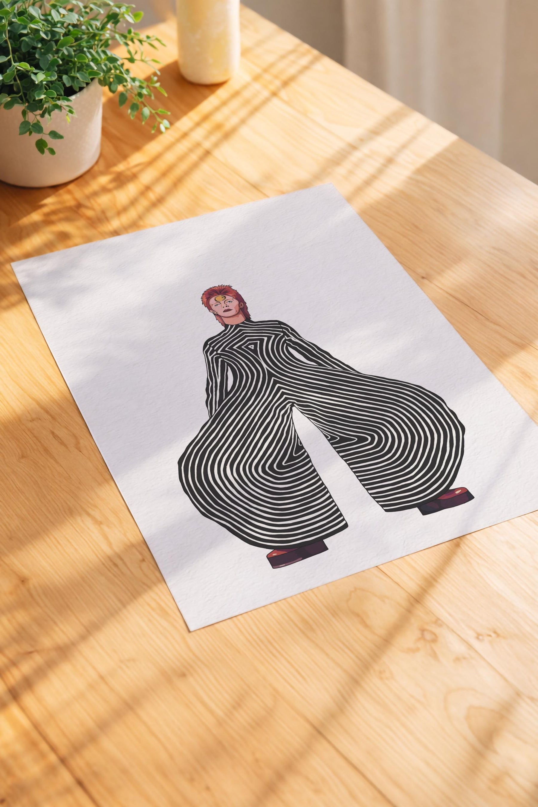 David Bowie Ziggy Stardust Jumpsuit Art Print – Glam Rock Giclée Wall Art — image 3