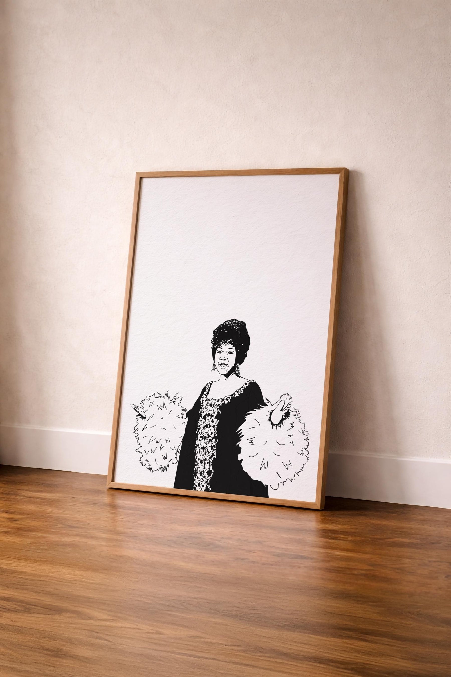 Aretha Franklin Red Feather Dress Portrait – Soul Music Icon Giclée Print — image 4
