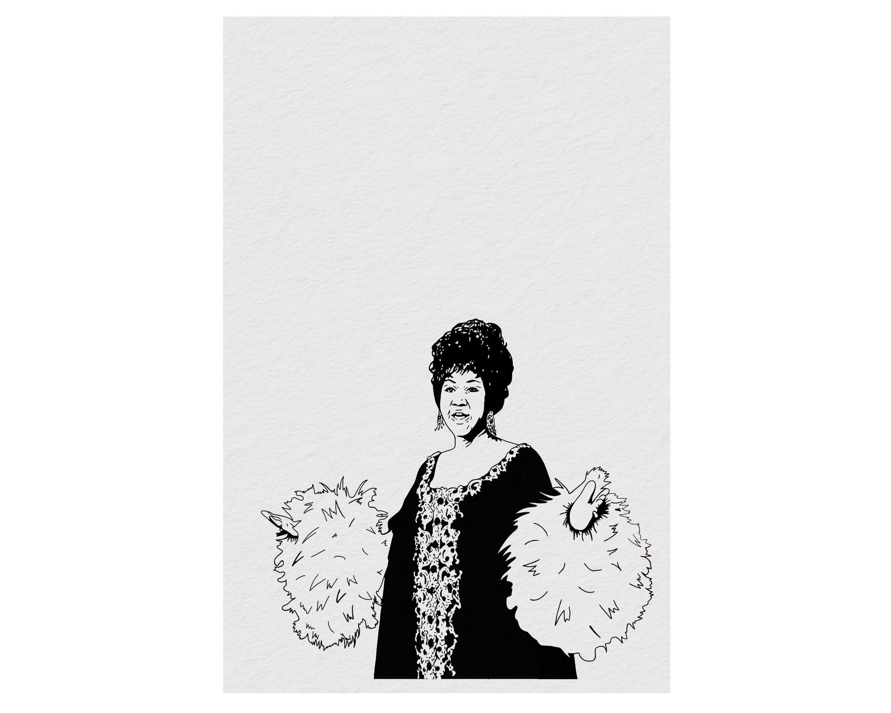 Aretha Franklin Red Feather Dress Portrait – Soul Music Icon Giclée Print — image 8