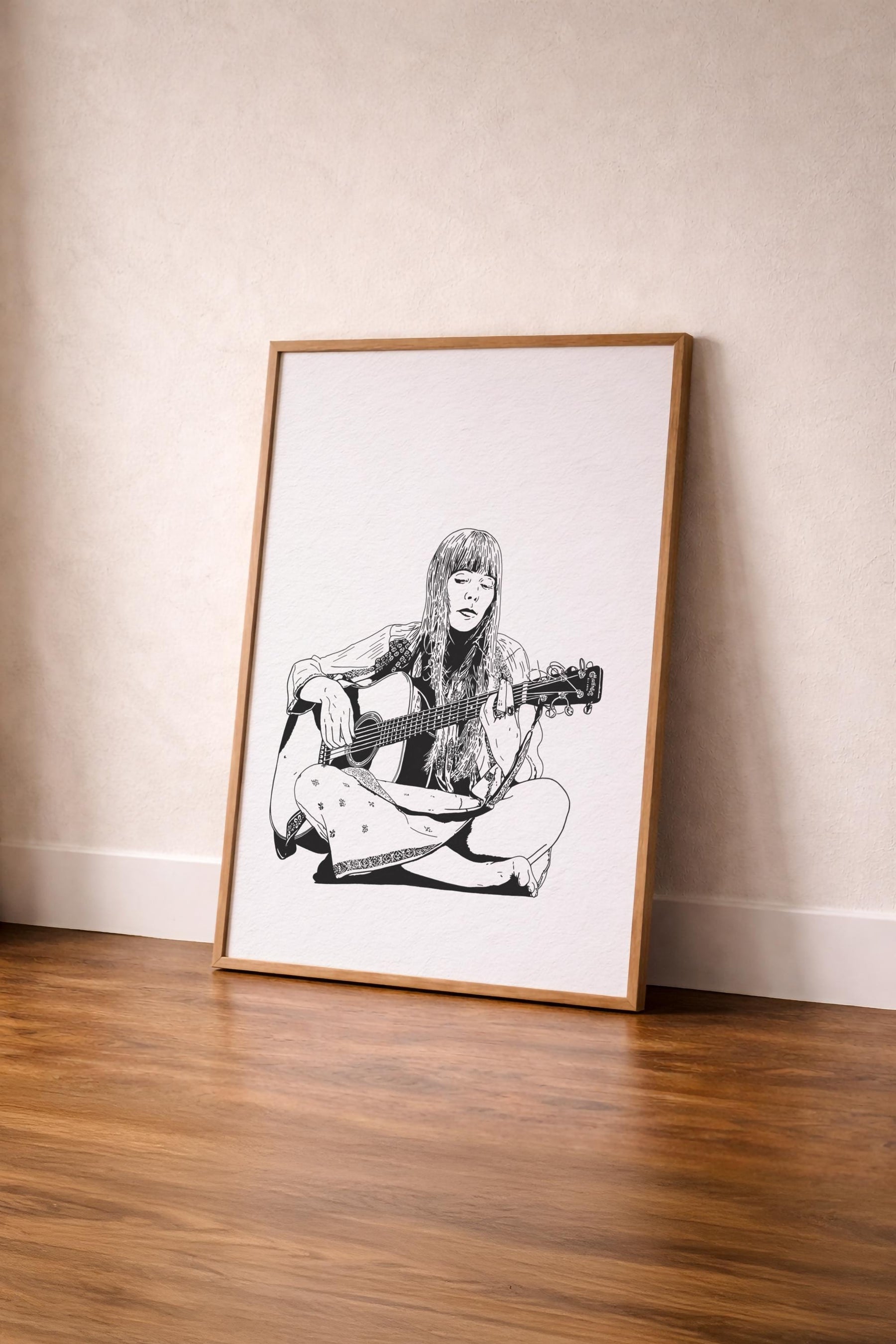 Joni Mitchell Portrait Giclée Print – Folk Music Icon Illustration – Minimalist Female Singer Songwriter Wall Art — image 4
