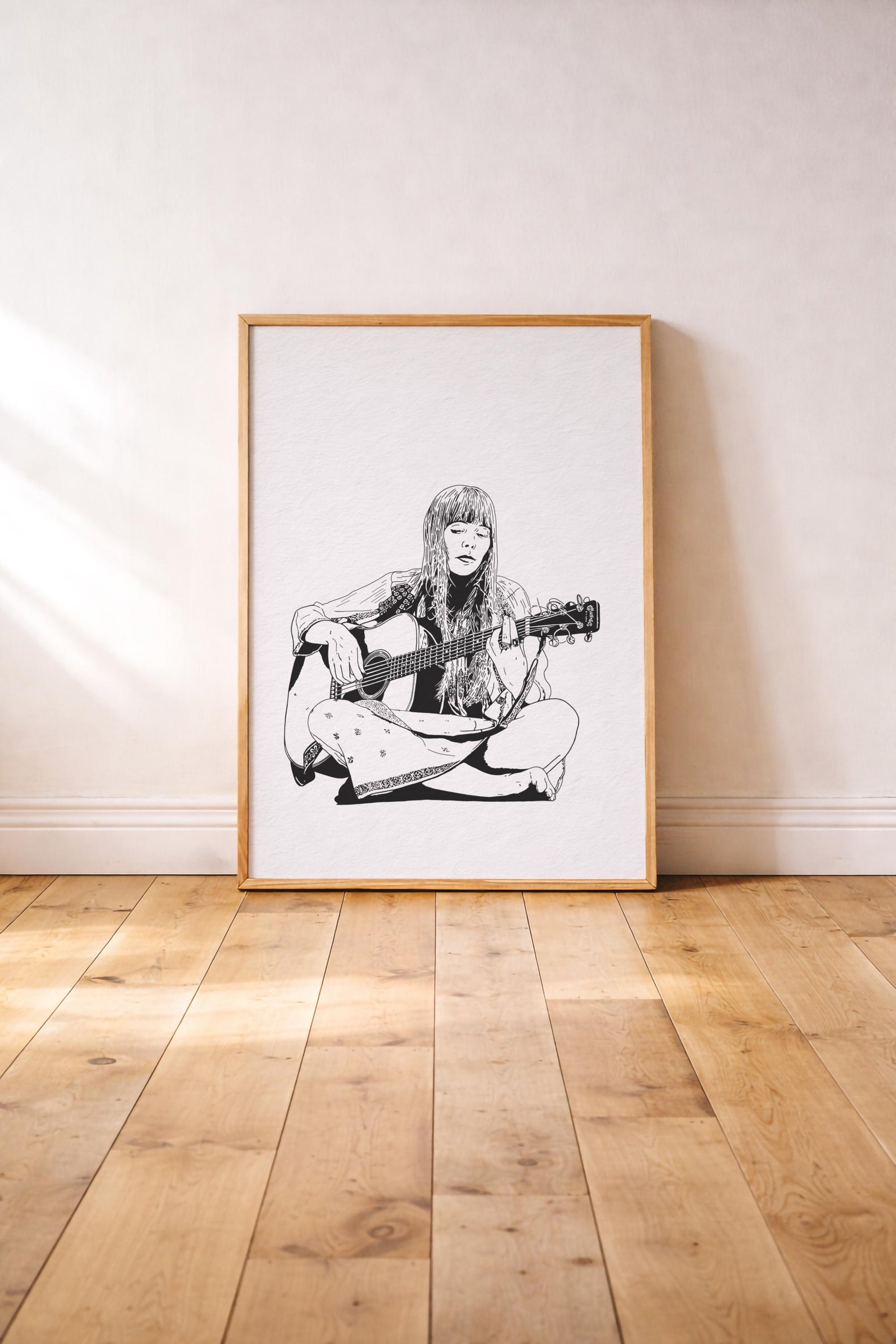 Joni Mitchell Portrait Giclée Print – Folk Music Icon Illustration – Minimalist Female Singer Songwriter Wall Art — image 2