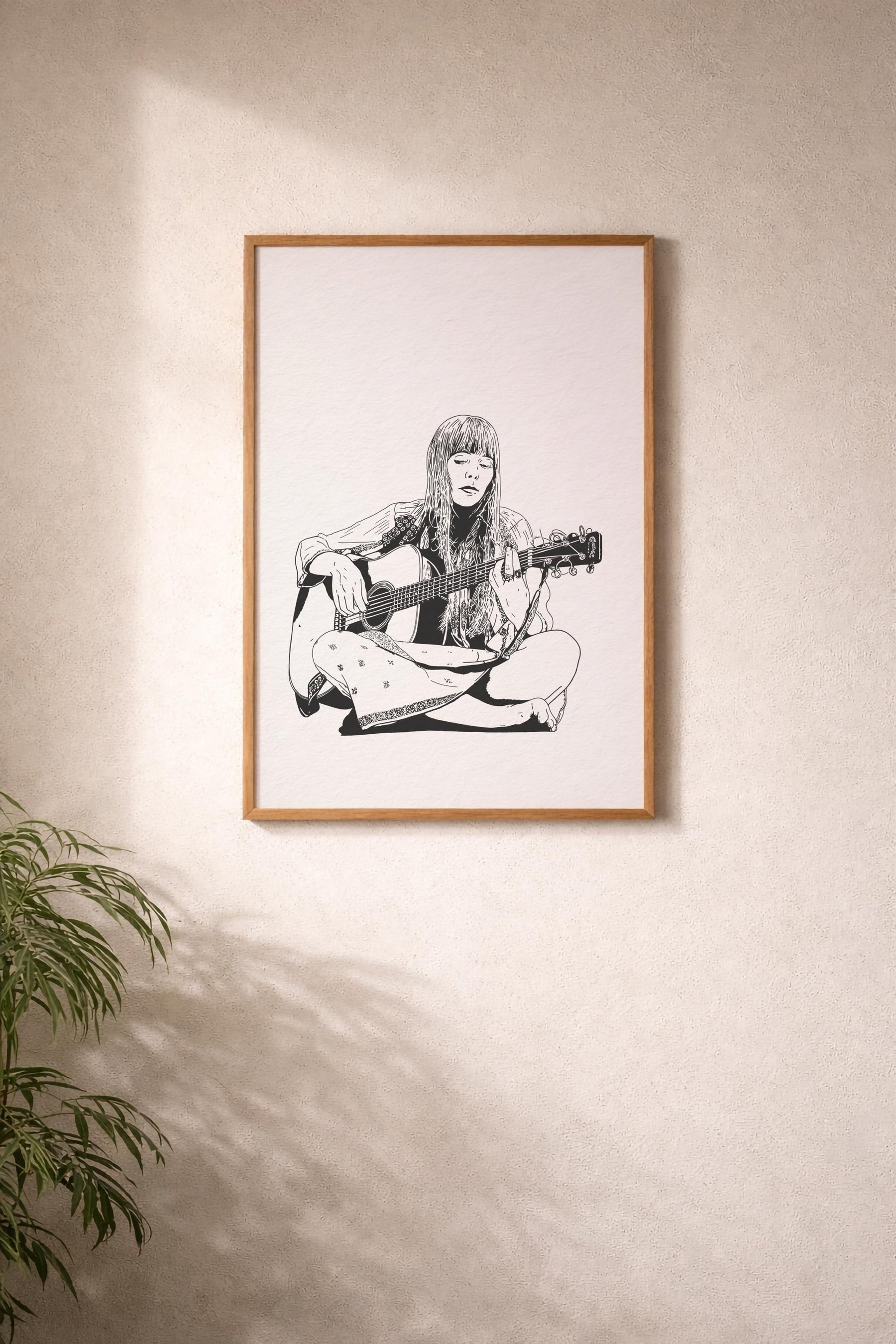 Joni Mitchell Portrait Giclée Print – Folk Music Icon Illustration – Minimalist Female Singer Songwriter Wall Art — image 6