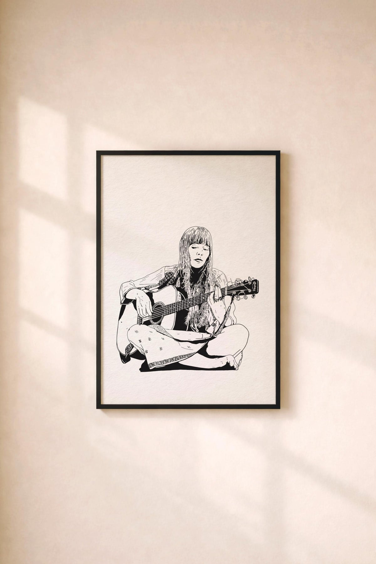 Joni Mitchell Portrait Giclée Print – Folk Music Icon Illustration – Minimalist Female Singer Songwriter Wall Art