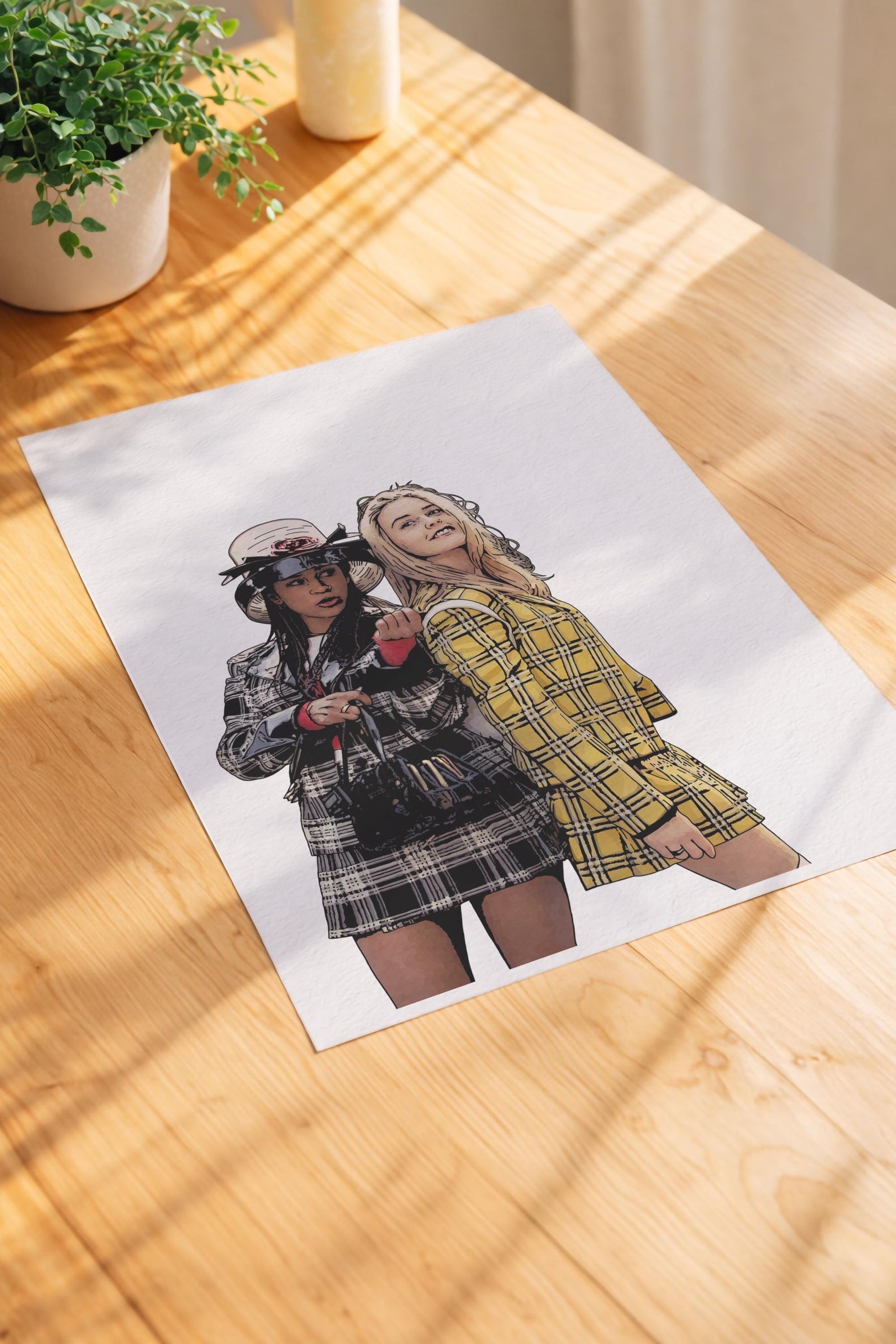 Clueless Cher & Dionne 90s Fashion Film Portrait Illustration – Giclée Wall Art Print — image 3
