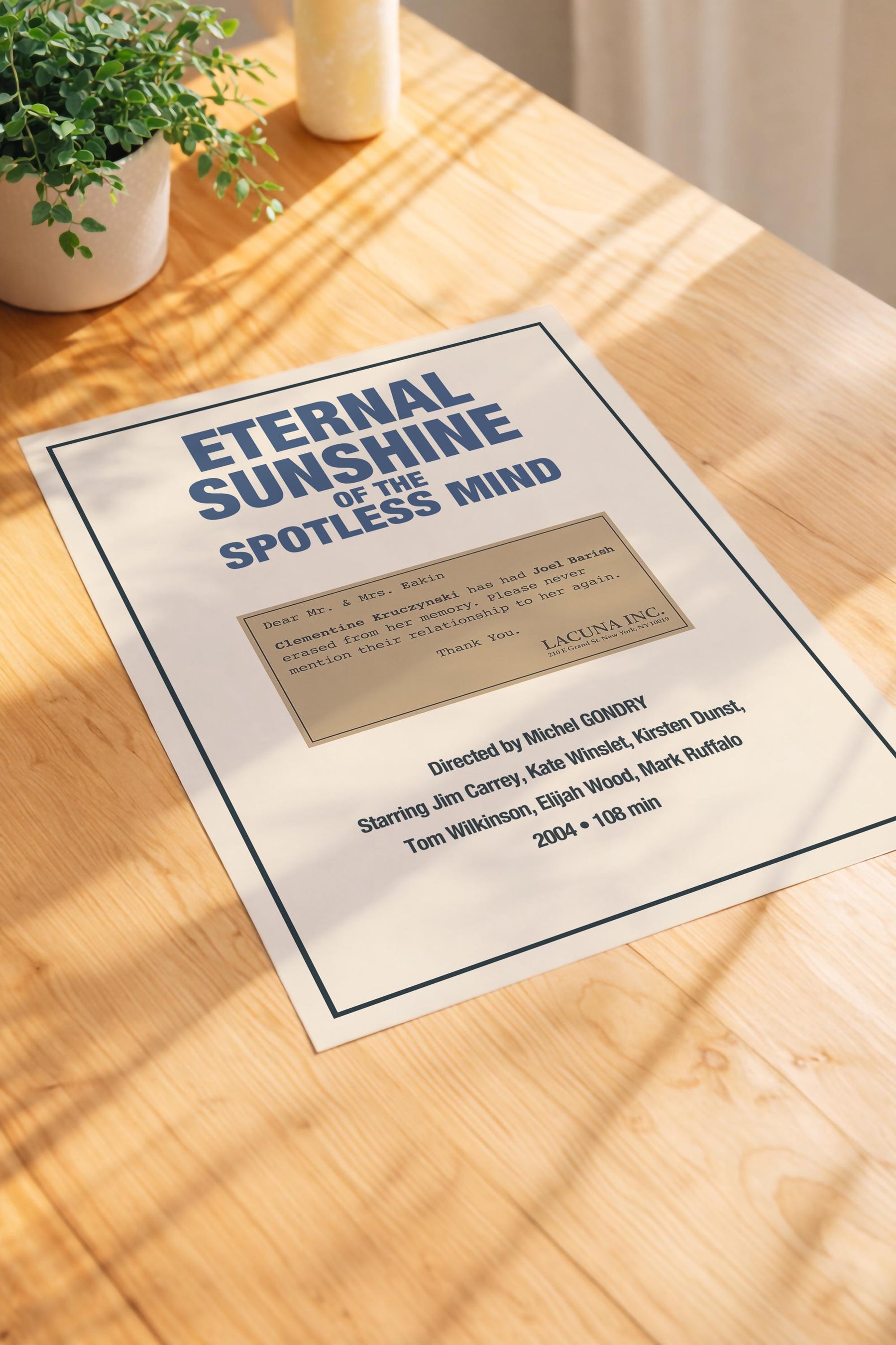 Eternal Sunshine Of The Spotless Mind Minimalist Movie Poster – Lacuna Inc Letter Illustration, Indie Film Print – Giclée Cinema Wall Art — image 3