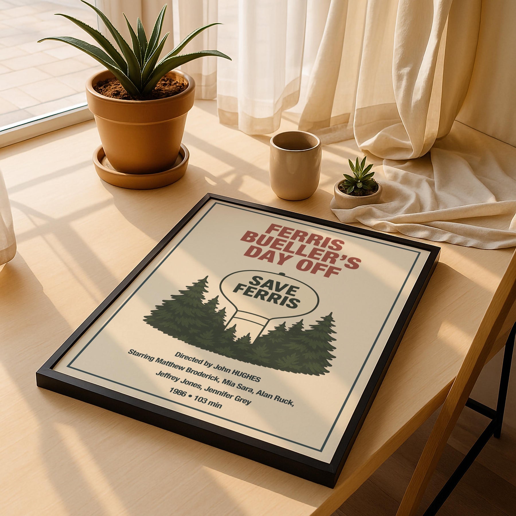 Ferris Bueller’s Day Off Minimalist Movie Poster – Save Ferris Water Tower Illustration, 80s Cult Film Art Cinema Print — image 5
