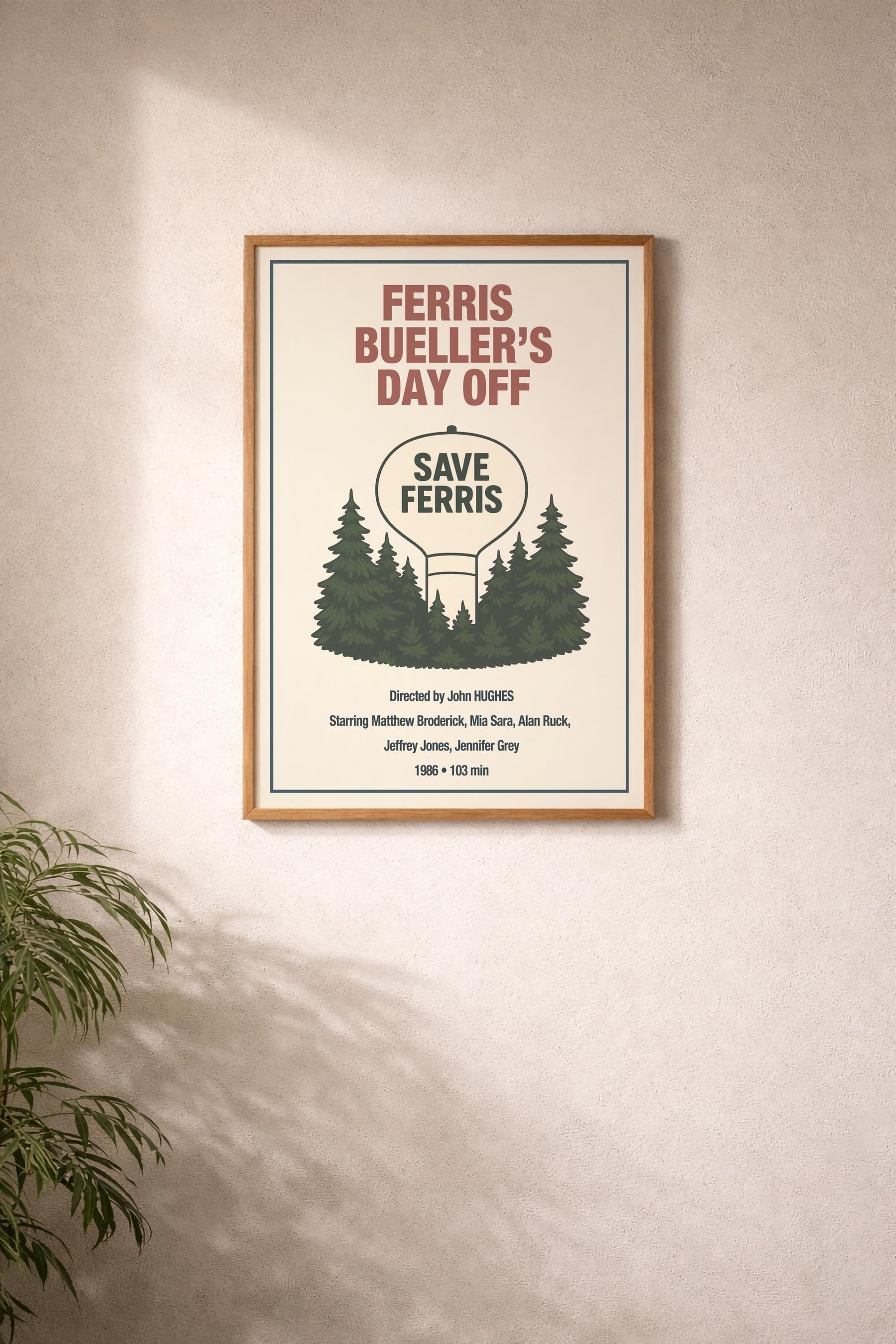 Ferris Bueller’s Day Off Minimalist Movie Poster – Save Ferris Water Tower Illustration, 80s Cult Film Art Cinema Print — image 6