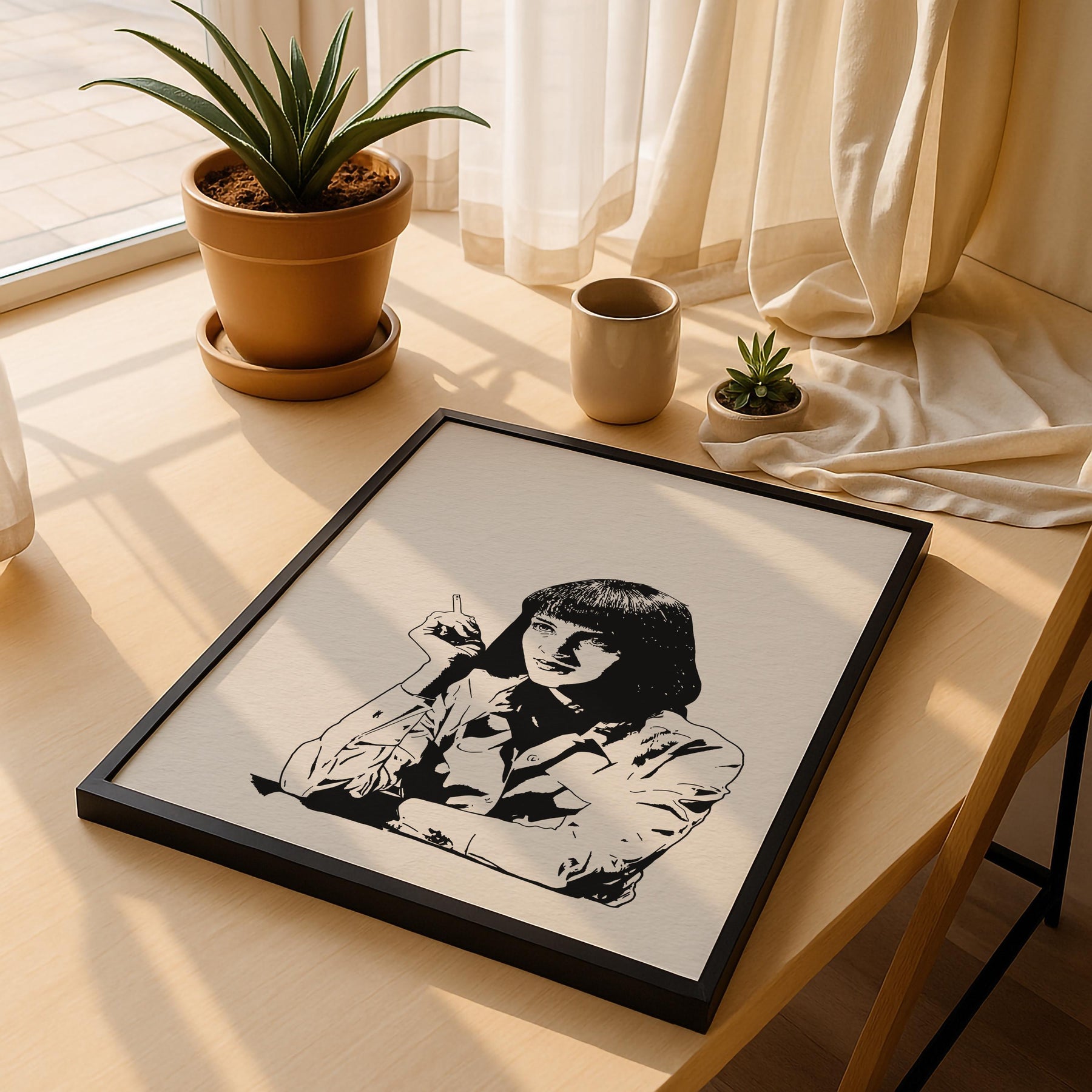 Pulp Fiction Mia Wallace Portrait Print – Minimalist Cult Film Wall Art (Giclée) — image 4