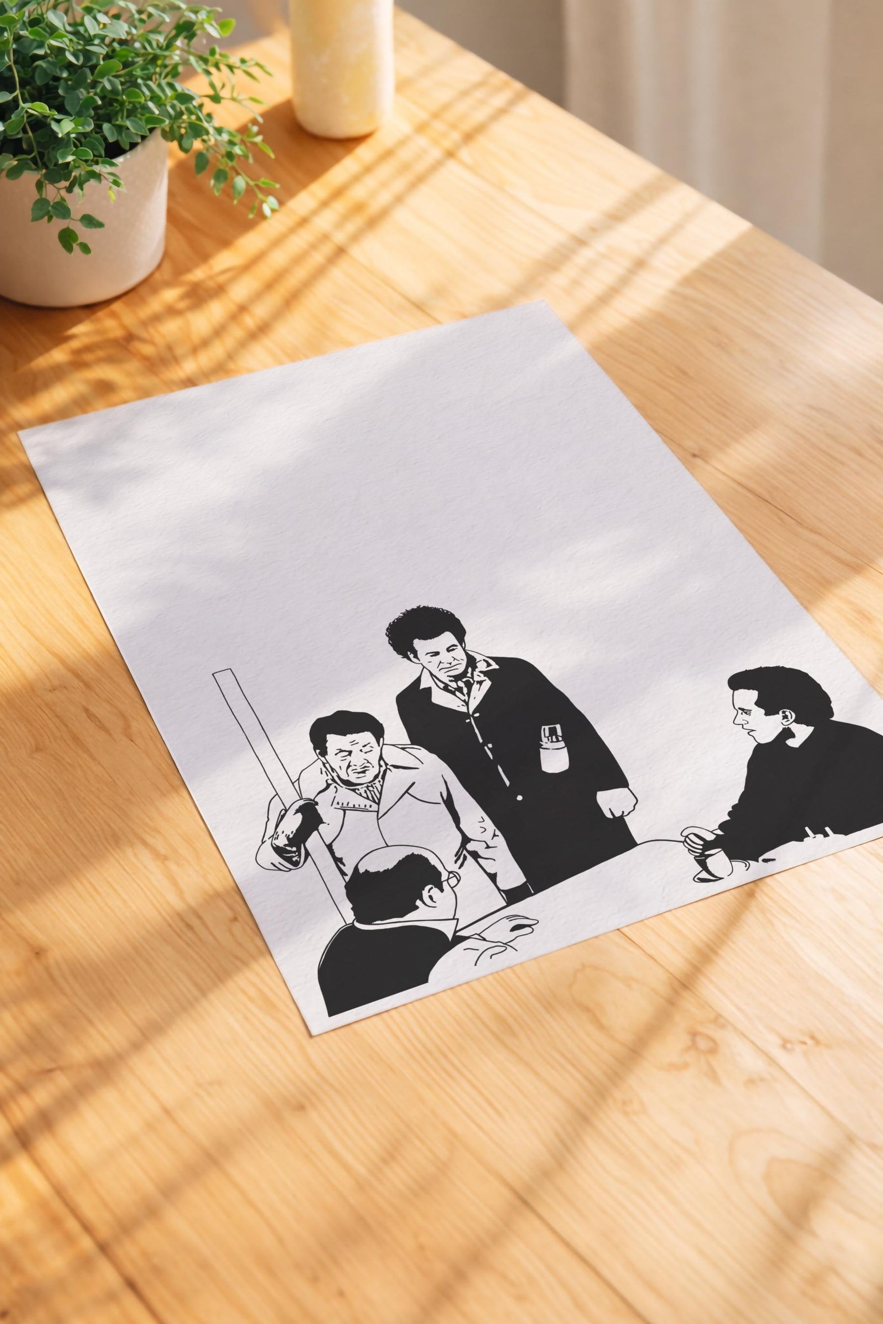 Seinfeld Festivus Portrait Print – Frank Costanza Minimalist TV Wall Art, Cult Sitcom Illustration, Diner Scene, Giclée Art Print — image 6