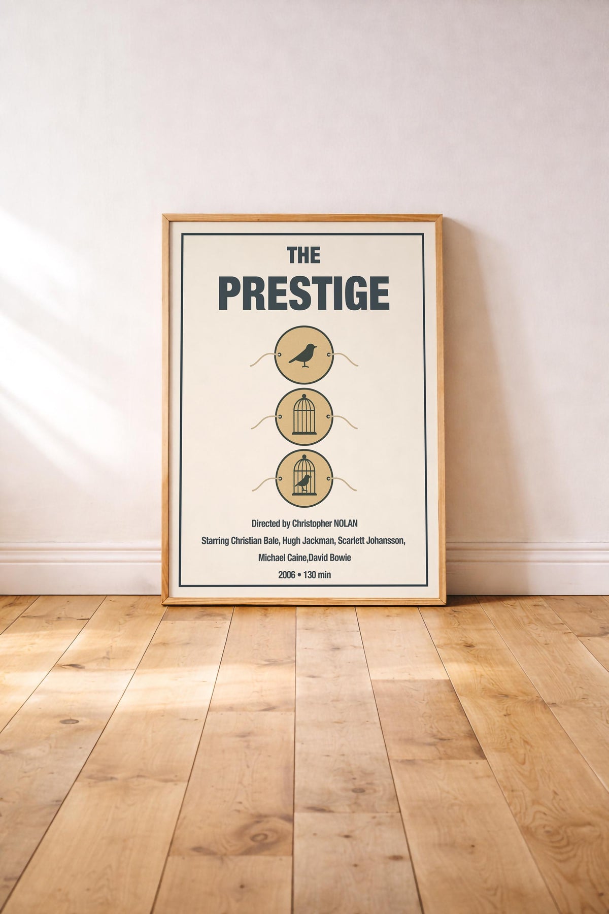 The Prestige Minimalist Movie Poster | Bird Cage Magic Trick Illustration, Christopher Nolan Giclée Film Print